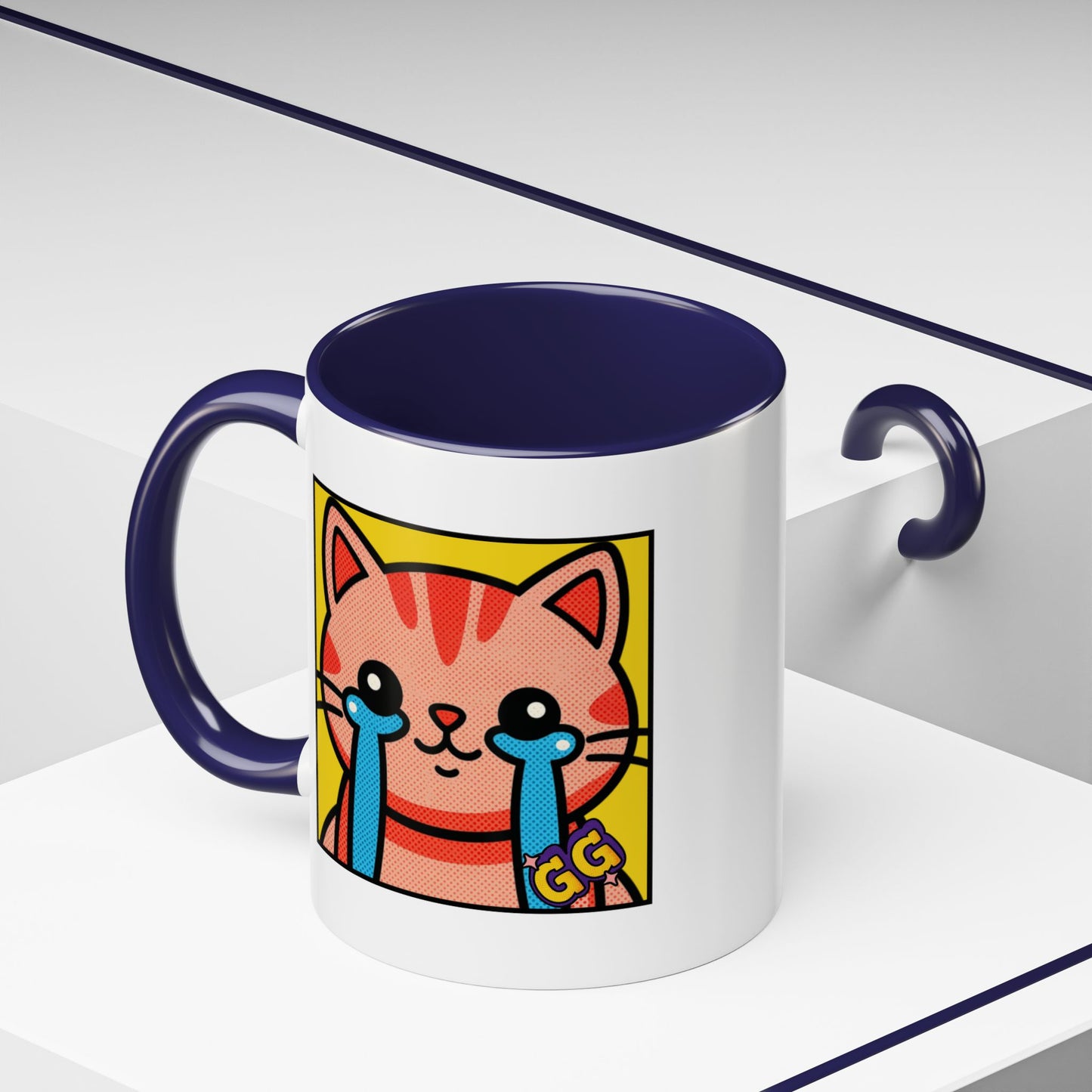Good Game Tears of Joy - Cute Crying Cat Accent Coffee Mug (11/15oz) – Kawaii Pop Art Cat Emote GG