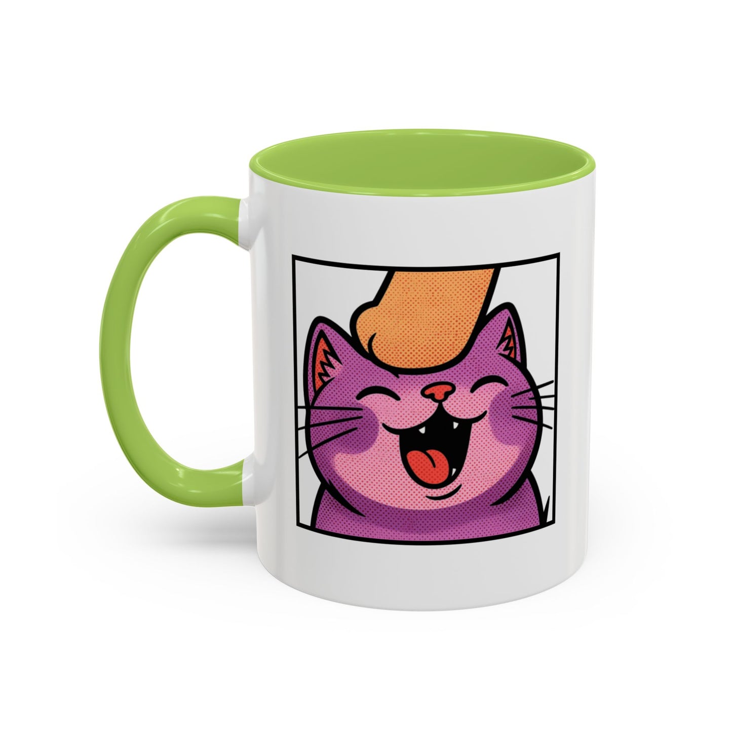 Pet Me, Purrfectly Happy Twitch Emote Cat Accent Coffee Mug – Cute Smiling Cat Illustration (11/15oz)