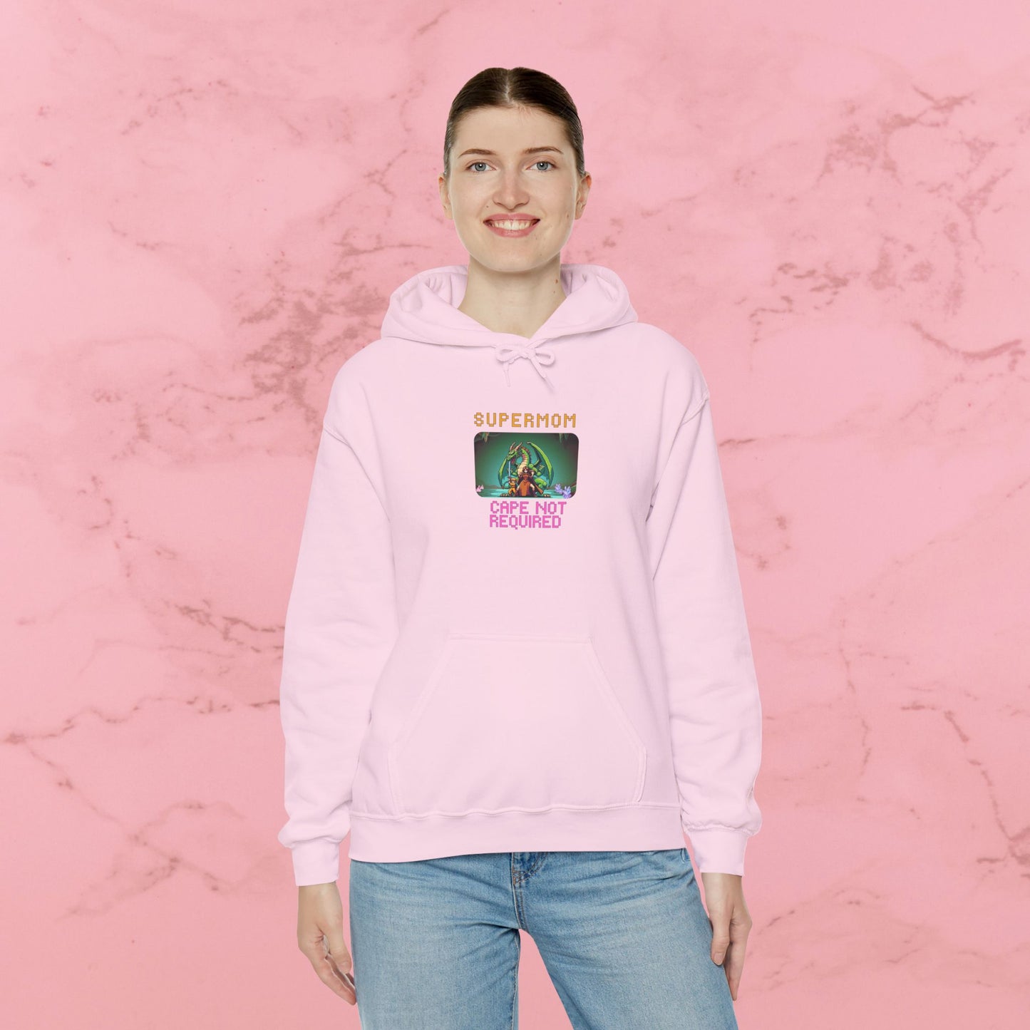 Supermom Hoodie – "Cape Not Required" Retro Neon Mom Hoodie