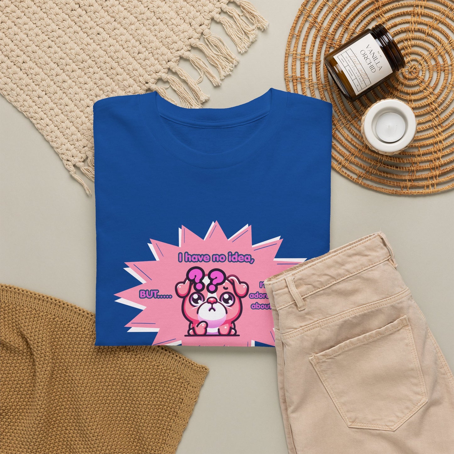 Confused Pink Bulldog Tee — "I Have No Idea, But... I'm Adorable About It."