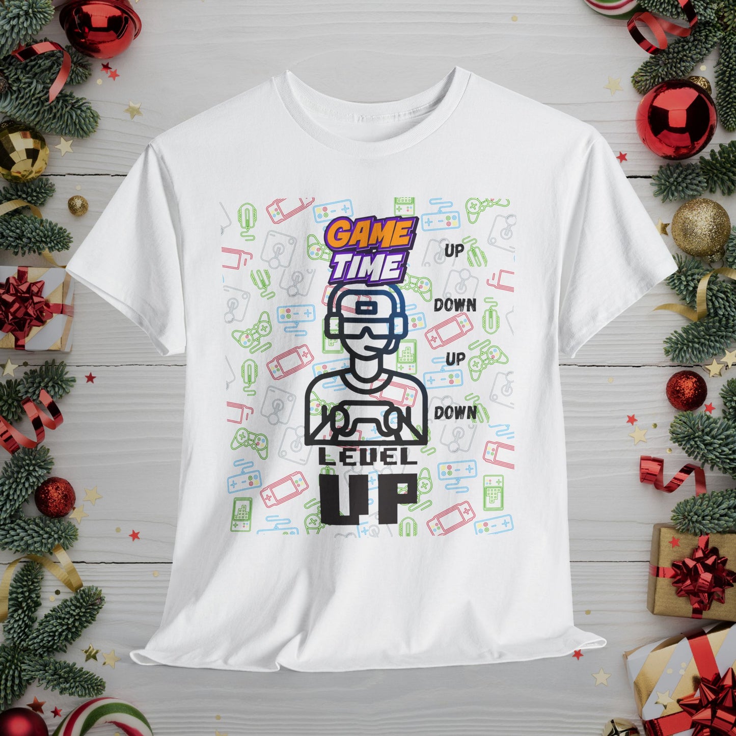 Level Up Gamer T-Shirt — "Game Time" Retro Pixel Video Game Tee