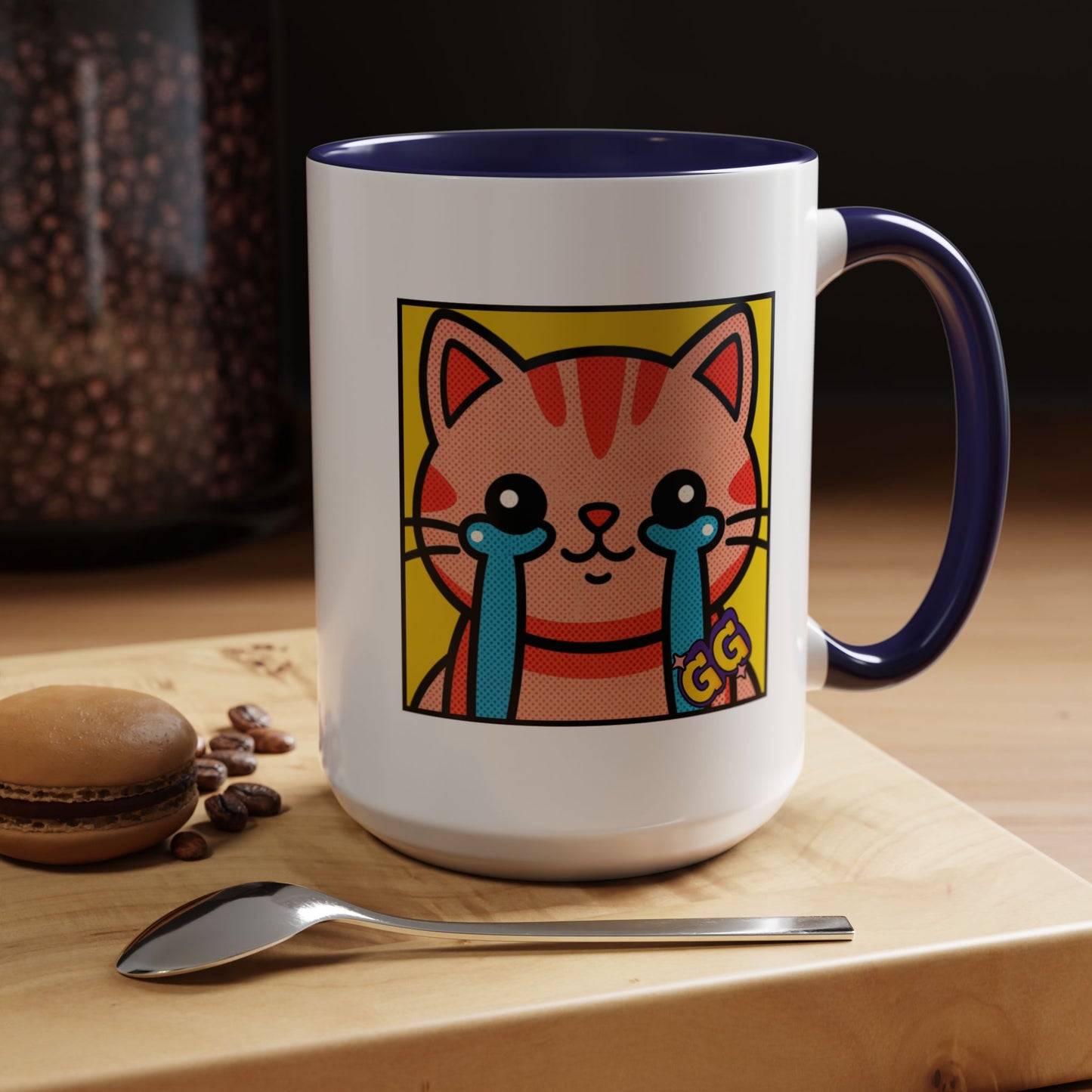 Good Game Tears of Joy - Cute Crying Cat Accent Coffee Mug (11/15oz) – Kawaii Pop Art Cat Emote GG