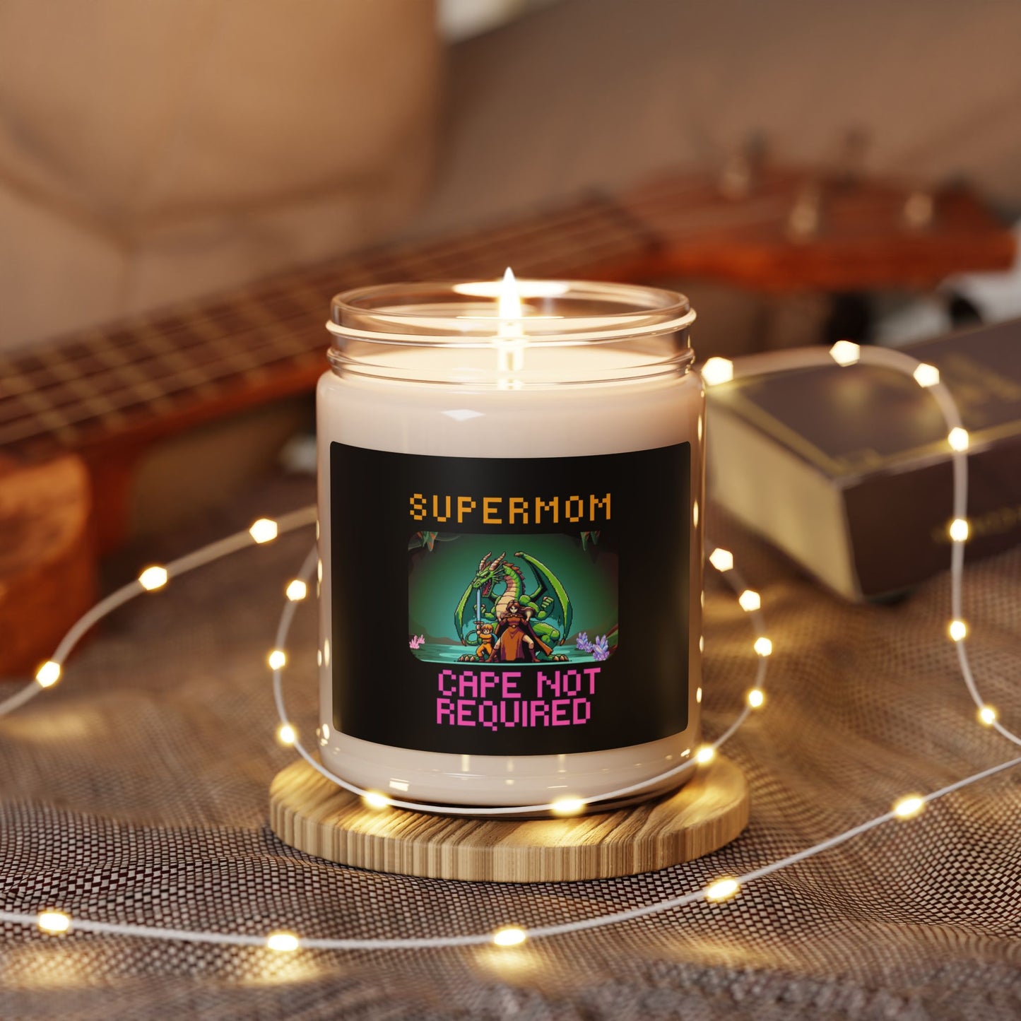 Dungeon Crawling Soy Candle — “Supermom: Cape Not Required” 9oz Scented Jar Candle