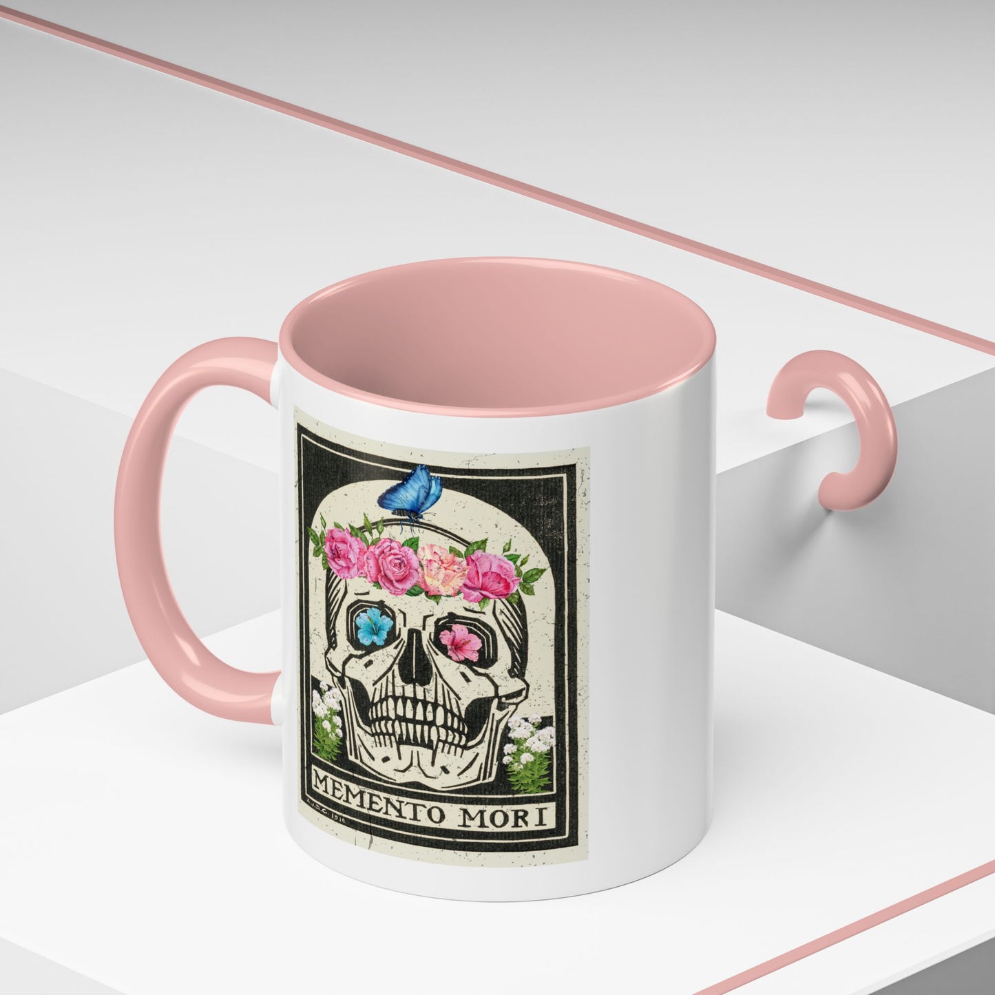 Memento Mori Coffee Mug, Floral Skull Mug, Gothic Gift, Day of the Dead Decor, Vintage Style Drinkware, Unique Kitchenware