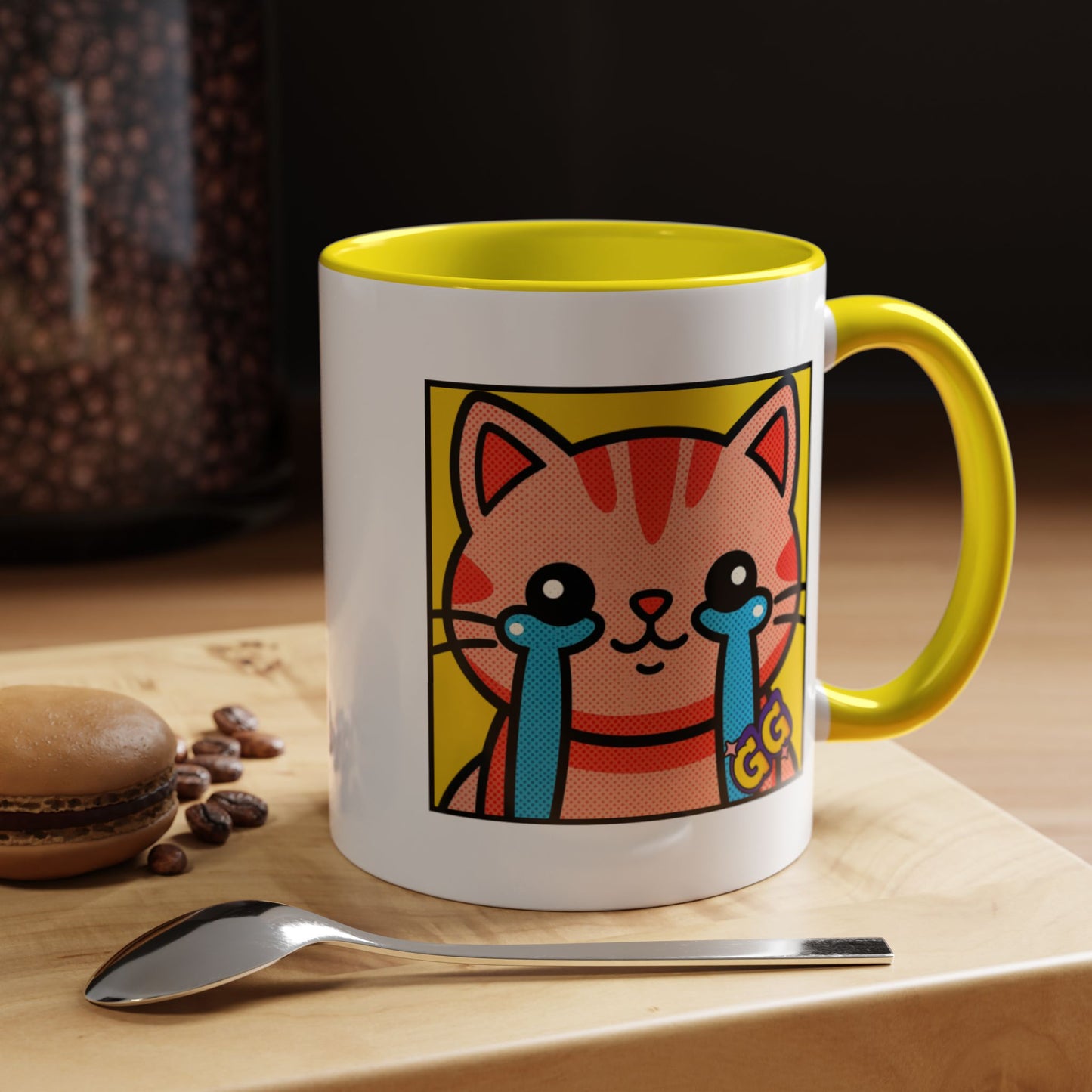 Good Game Tears of Joy - Cute Crying Cat Accent Coffee Mug (11/15oz) – Kawaii Pop Art Cat Emote GG
