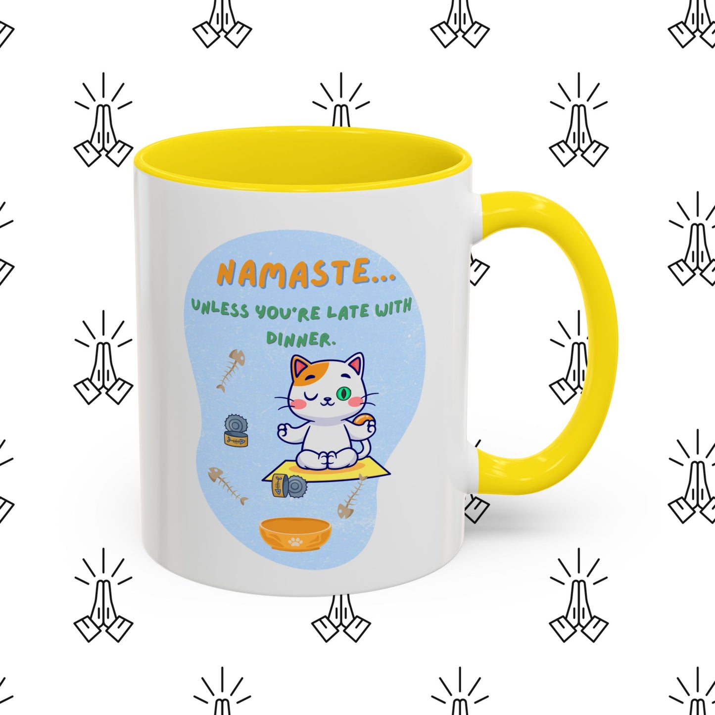 Namaste Cat Accent Coffee Mug | Cute Cat Mug, Coffee Cup Gift, Yoga Lover's Mug, Cat Lover Gift, Stylish Drinkware