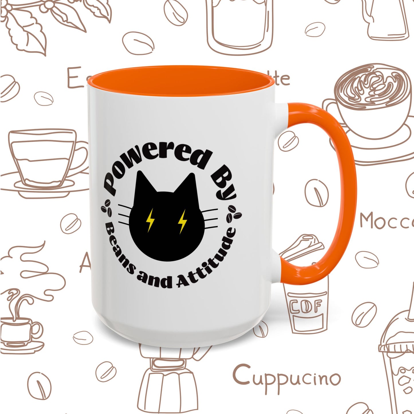 Powered By Beans and Attitude Coffee Mug | Accent Mug 11oz 15oz