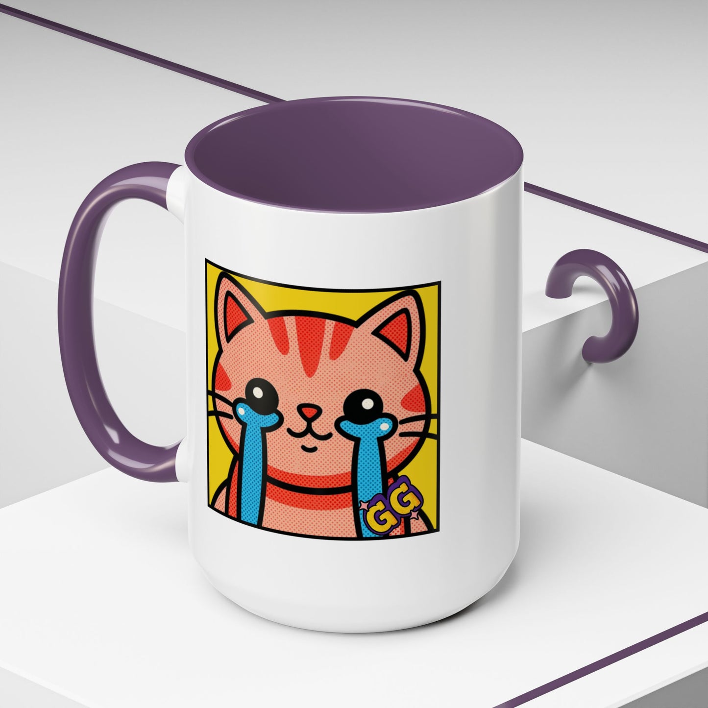 Good Game Tears of Joy - Cute Crying Cat Accent Coffee Mug (11/15oz) – Kawaii Pop Art Cat Emote GG