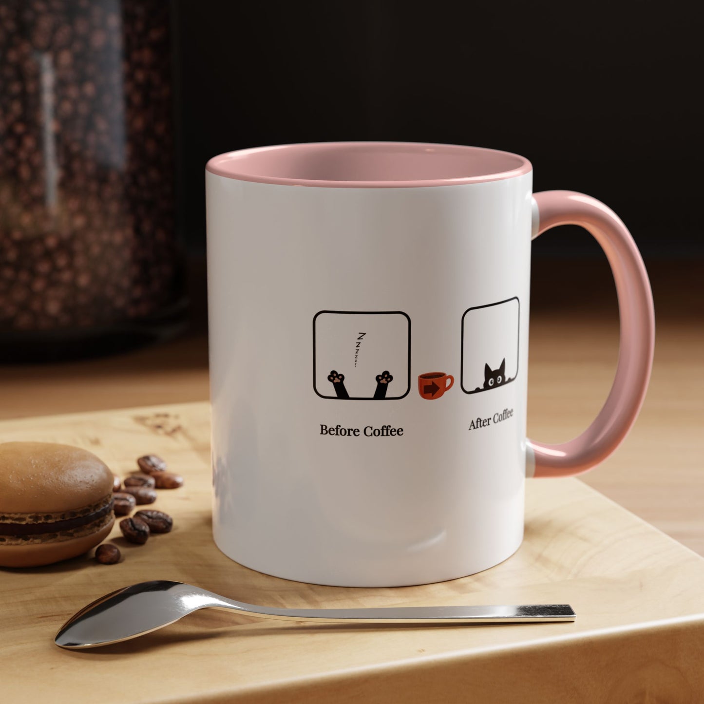 Coffee Mug — "Before Coffee / After Coffee" Cat Accent Mug (11/15oz)