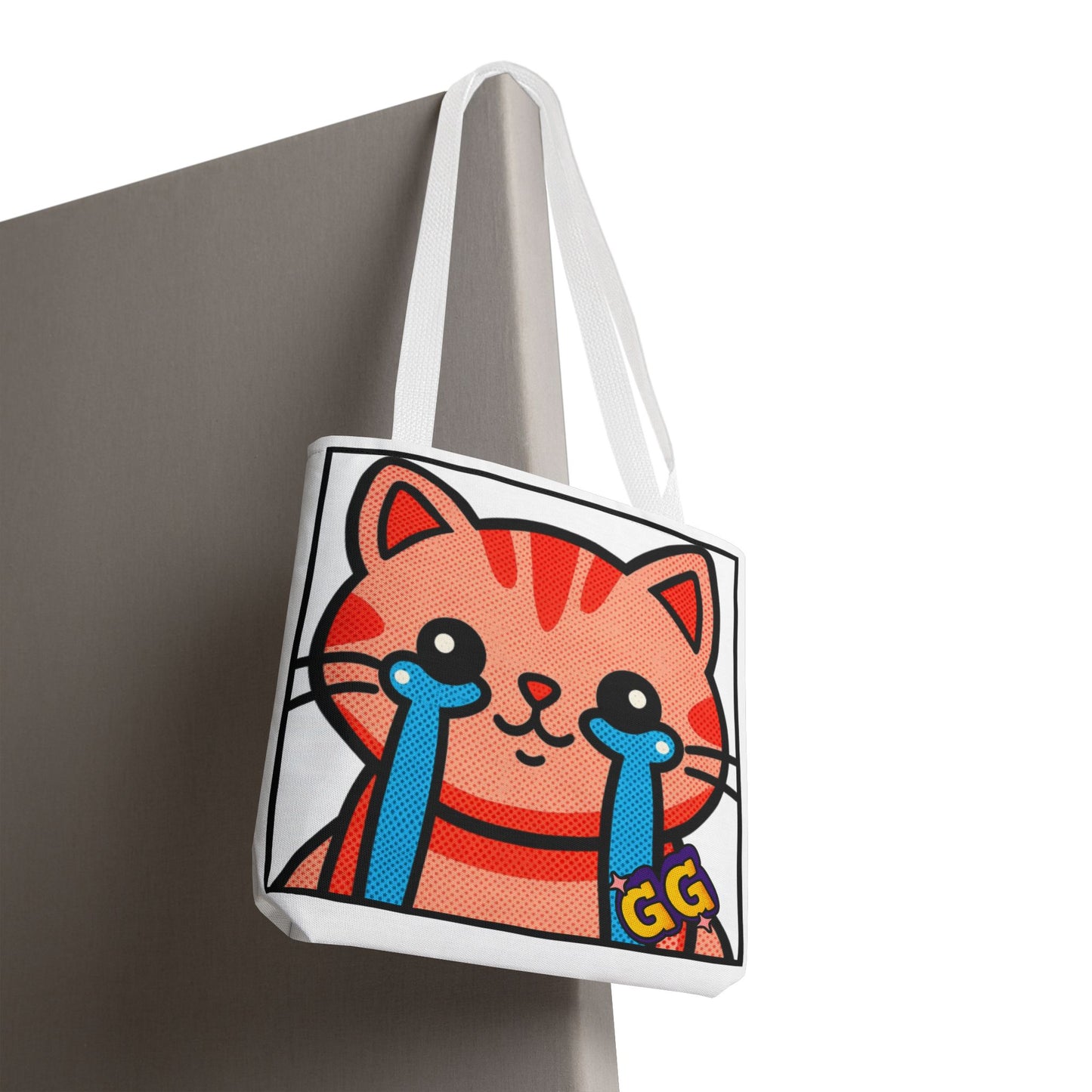 Good Game Tears of Joy - Cute Crying Cat Tote Bag – Kawaii Pop Art Cat Emote GG