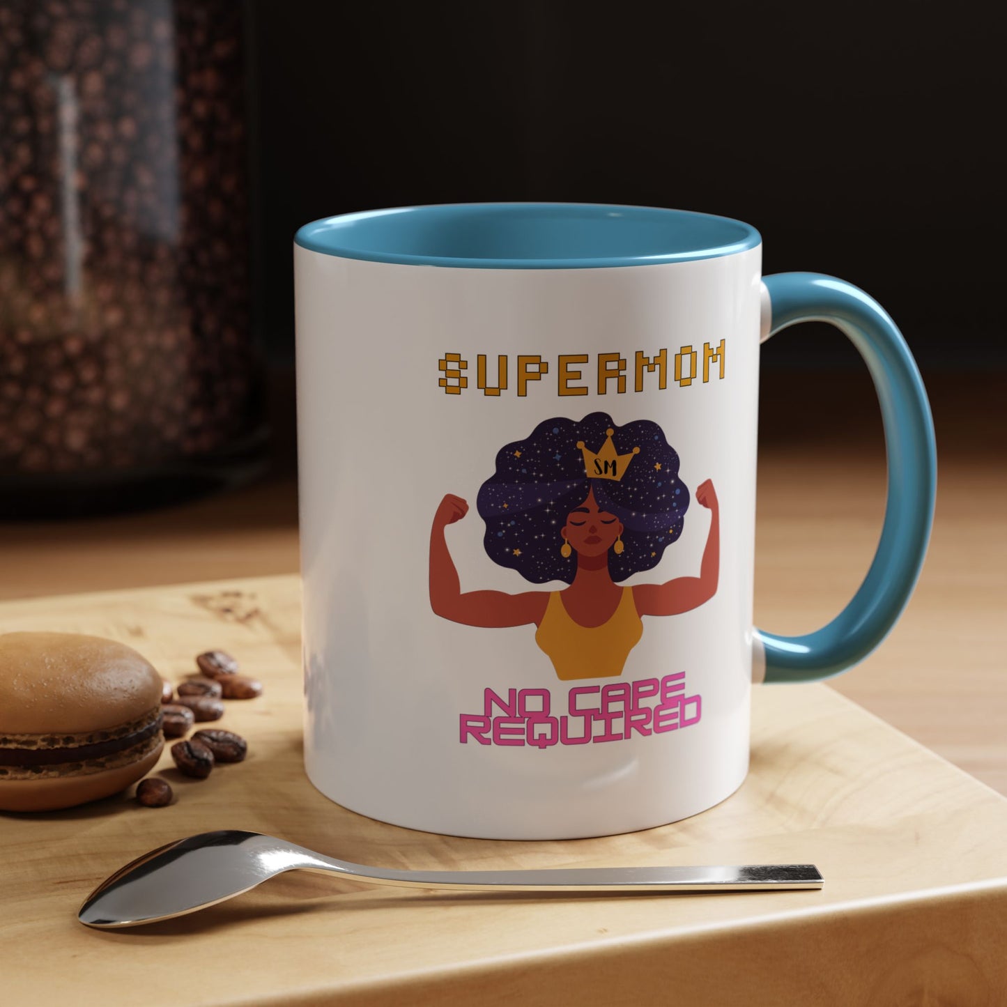 Accent Coffee Mug — "Supermom: No Cape Required" Empowerment Coffee Mug