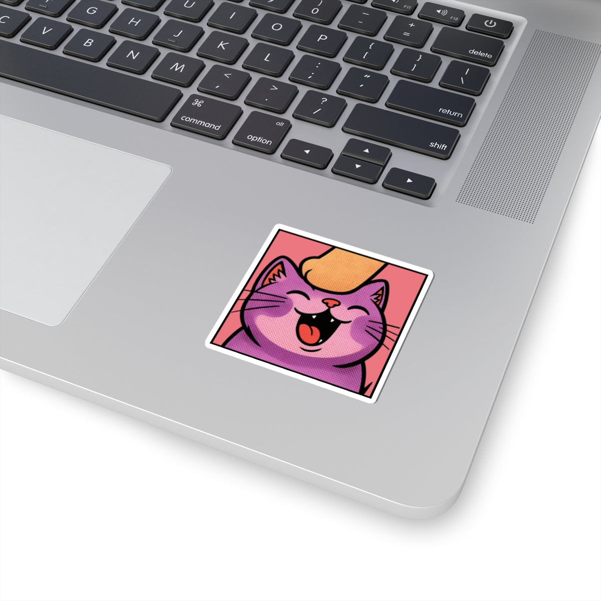Twitch Emote "Pet Me, Purrfectly Happy!" Cute Cat Kiss-Cut Sticker