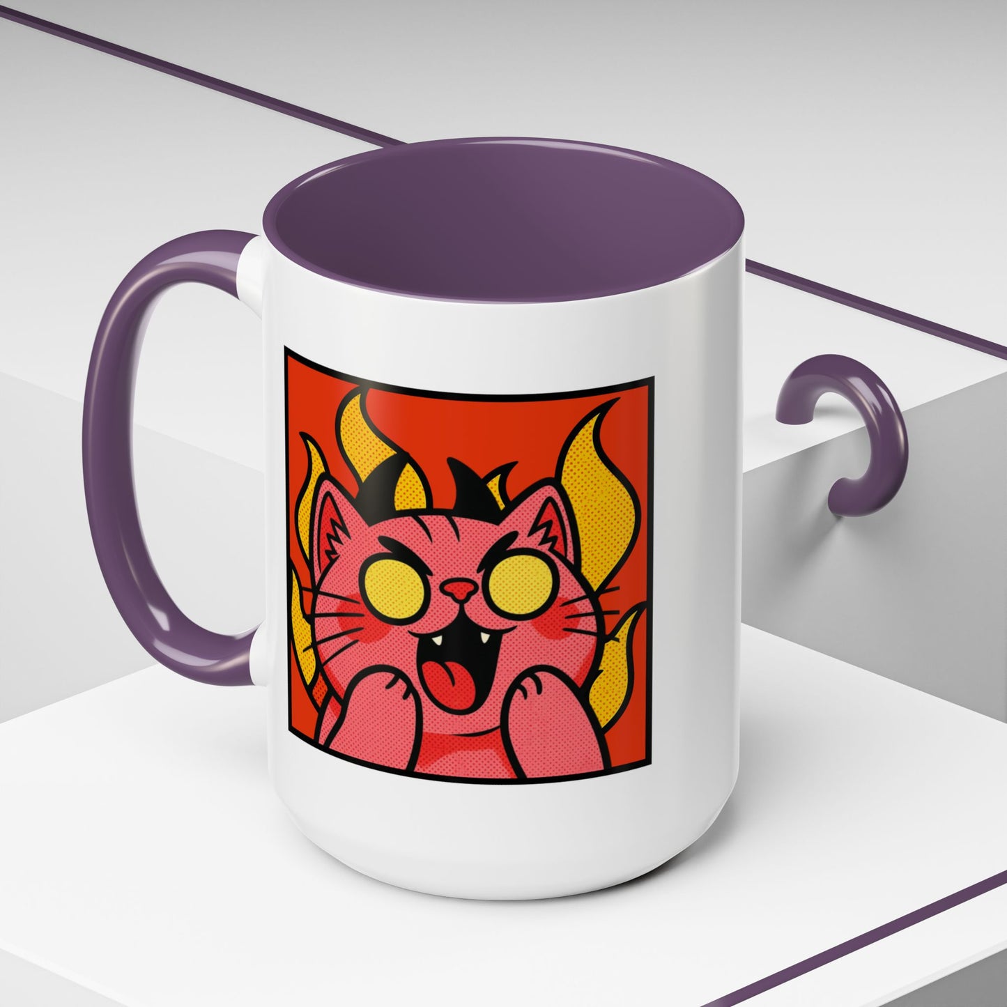 Evil Laughing Cat - Twitch Emote - Cute Devil Cat Accent Coffee Mug (11/15oz)