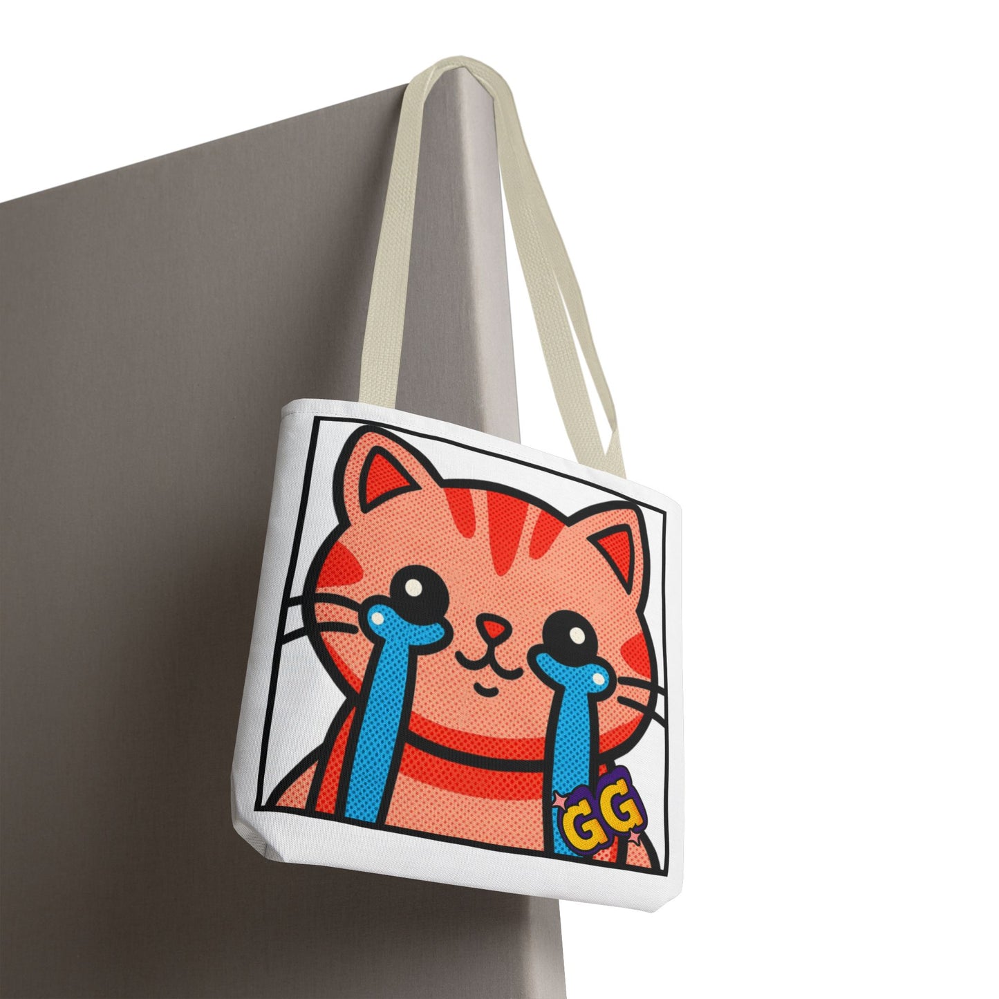 Good Game Tears of Joy - Cute Crying Cat Tote Bag – Kawaii Pop Art Cat Emote GG
