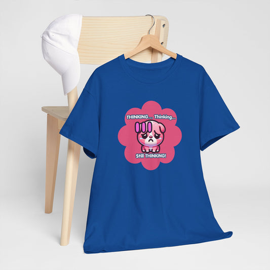 Contemplating Pink Bulldog Emote "Thinking... Still Thinking!" MoodT-Shirt
