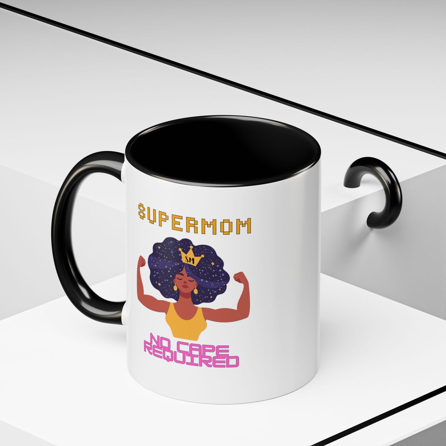 Accent Coffee Mug — "Supermom: No Cape Required" Empowerment Coffee Mug