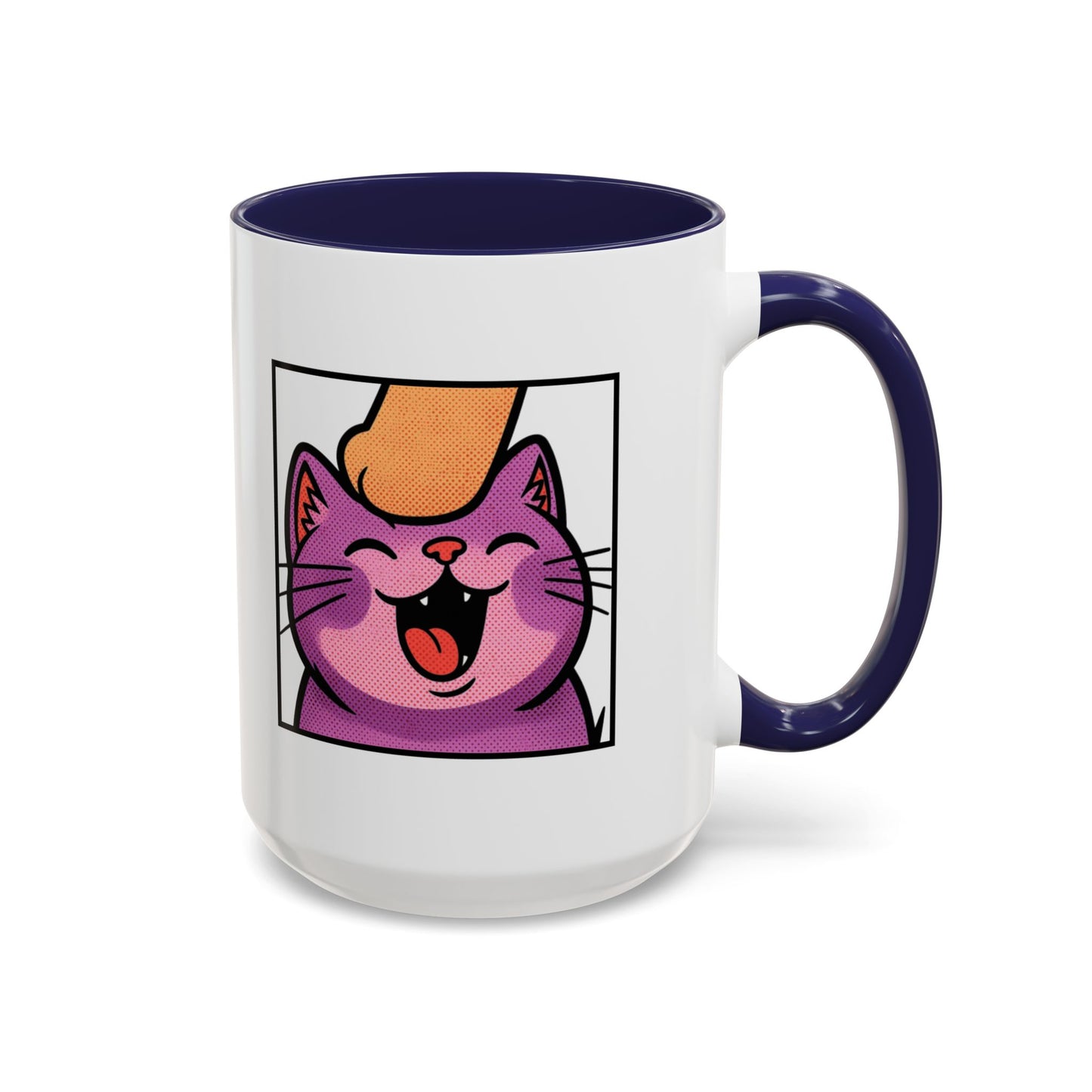 Pet Me, Purrfectly Happy Twitch Emote Cat Accent Coffee Mug – Cute Smiling Cat Illustration (11/15oz)