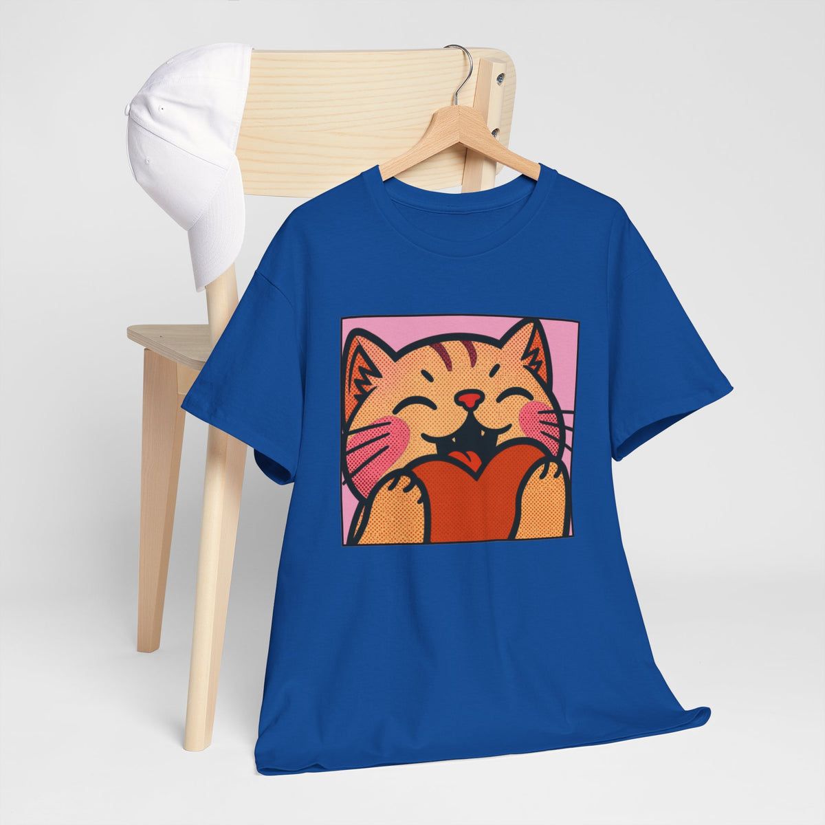 Cute Cat Holding Heart T‑Shirt — Cute Kitty Love Graphic Tee