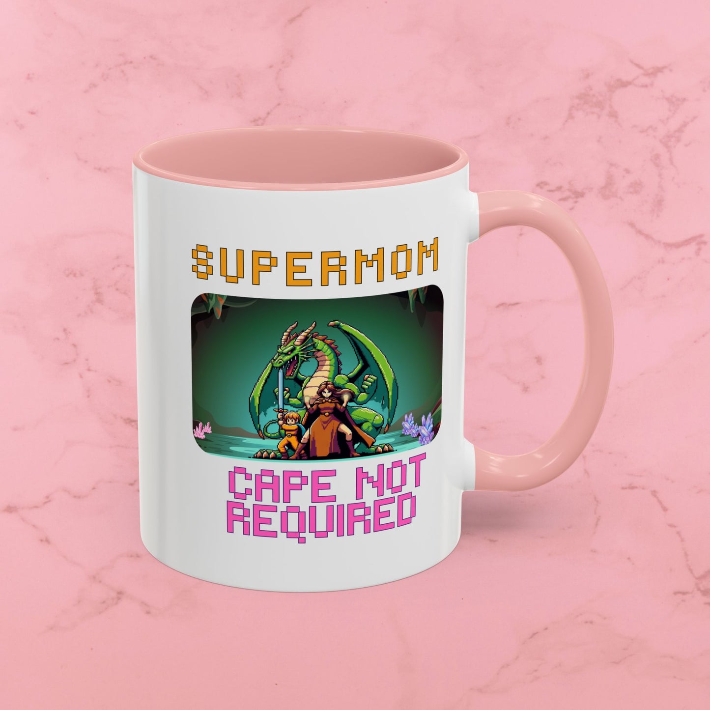 Dungeon Crawling Coffee Mug — "Supermom: Cape Not Required" Accent Mug (11/15oz)