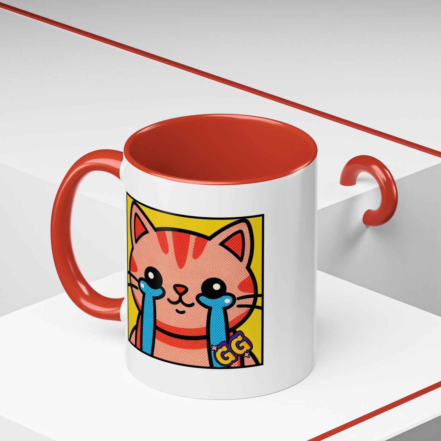 Good Game Tears of Joy - Cute Crying Cat Accent Coffee Mug (11/15oz) – Kawaii Pop Art Cat Emote GG