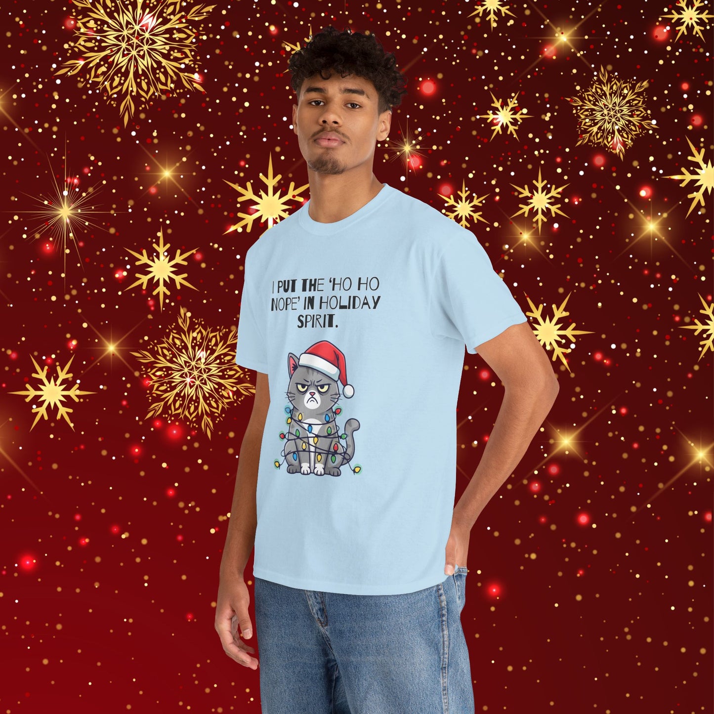 Grumpy Cat Christmas T-Shirt – "I Put the 'Ho Ho Nope' in Holiday Spirit"