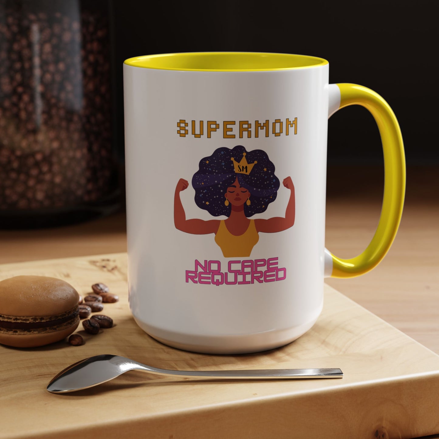 Accent Coffee Mug — "Supermom: No Cape Required" Empowerment Coffee Mug
