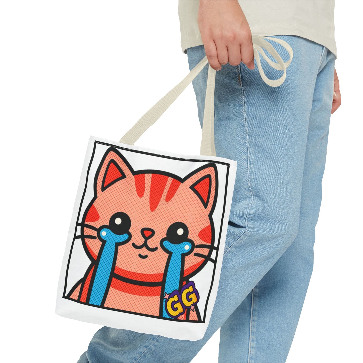 Good Game Tears of Joy - Cute Crying Cat Tote Bag – Kawaii Pop Art Cat Emote GG