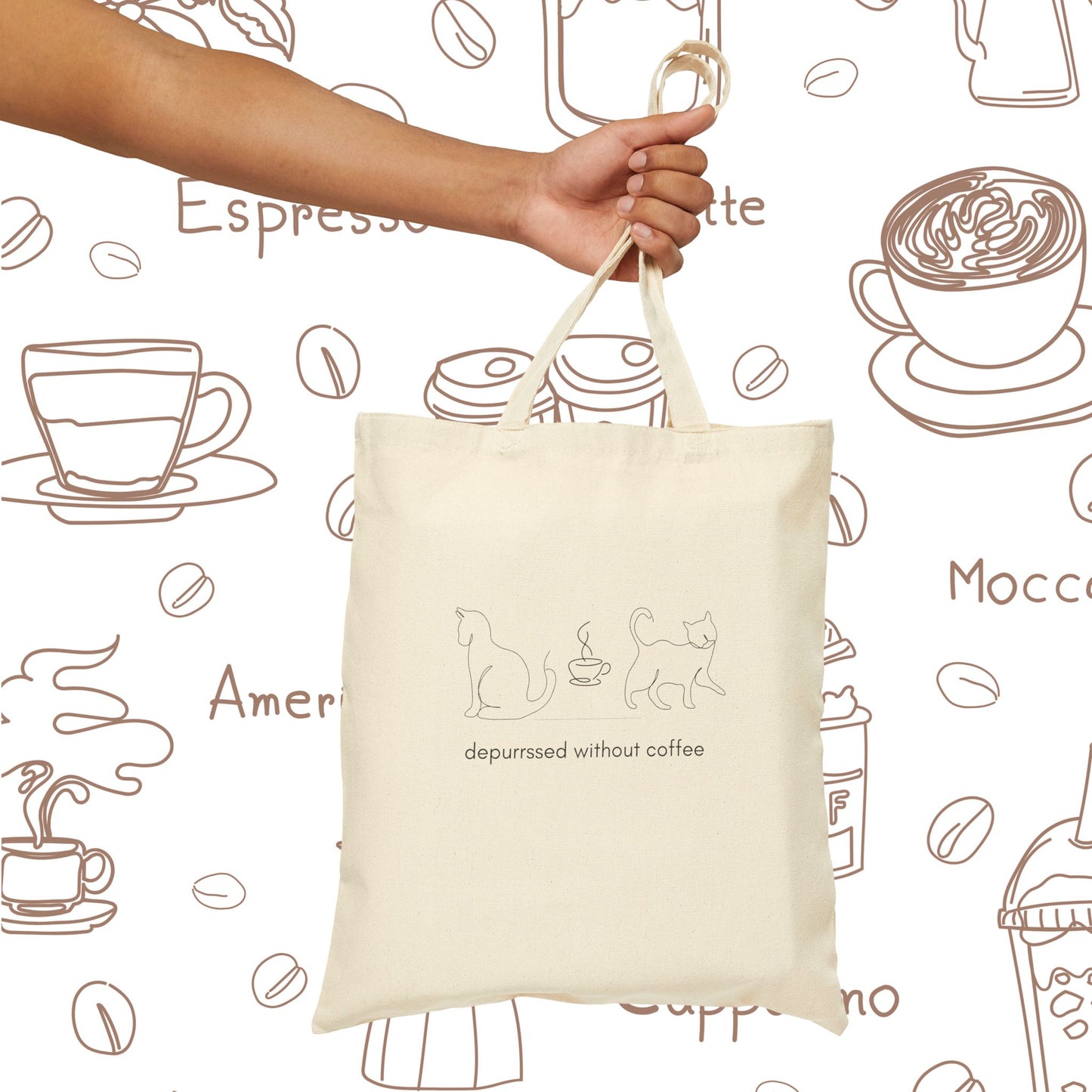 Depurrssed Without Coffee Canvas Tote Bag — Minimalist Coffee Lover Tote