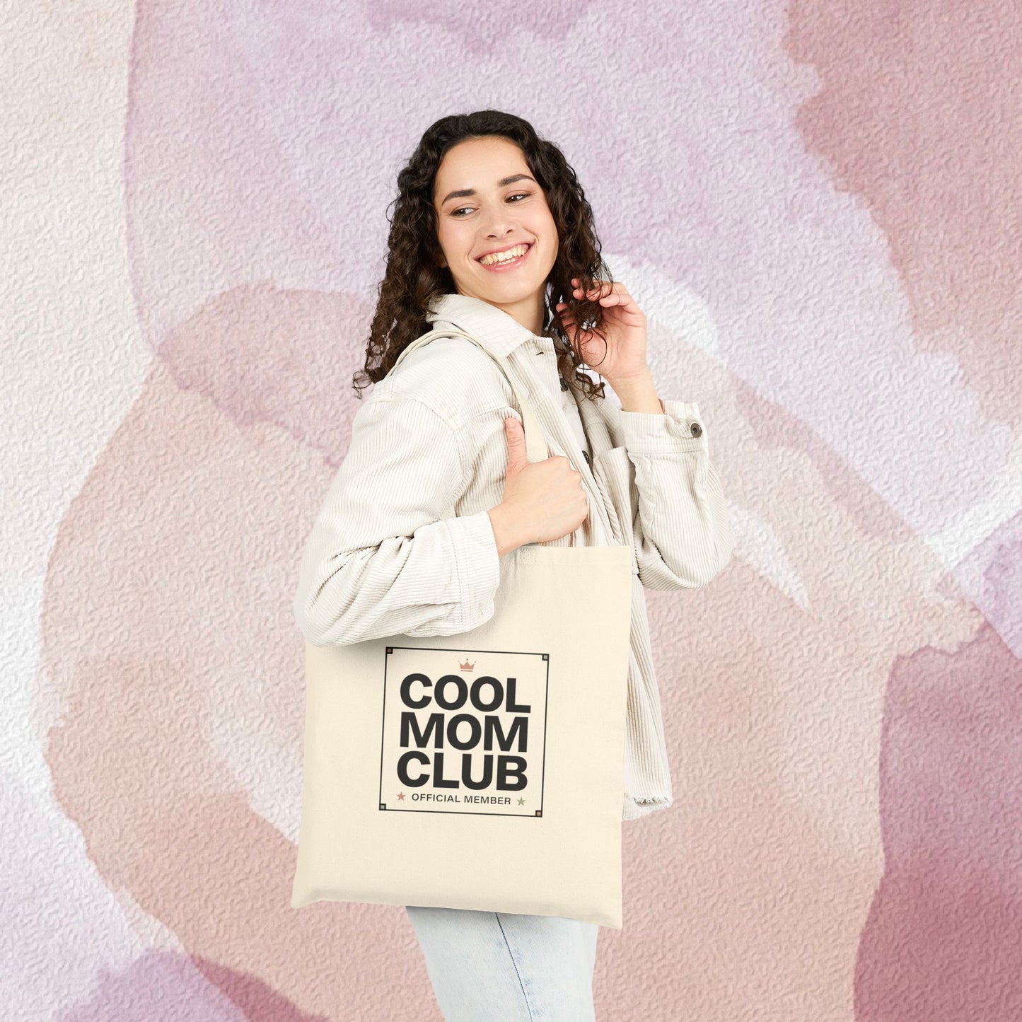 Cool Mom Club tote Cotton Canvas Tote Bag | Minimalist Mom Life Streetwear