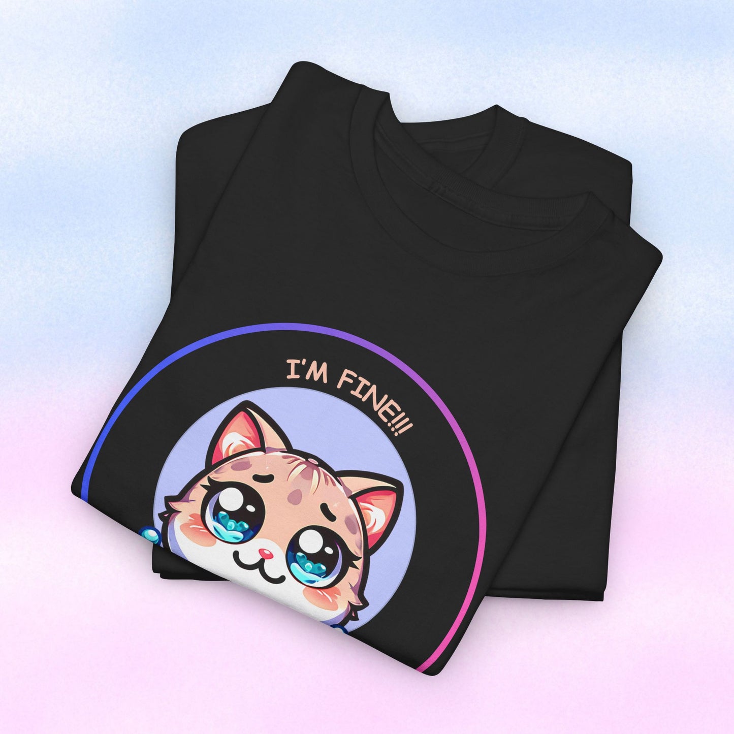 I'm Fine (I'm Not) — Cute Kawaii Cat Meltdown Emote Graphic T-Shirt