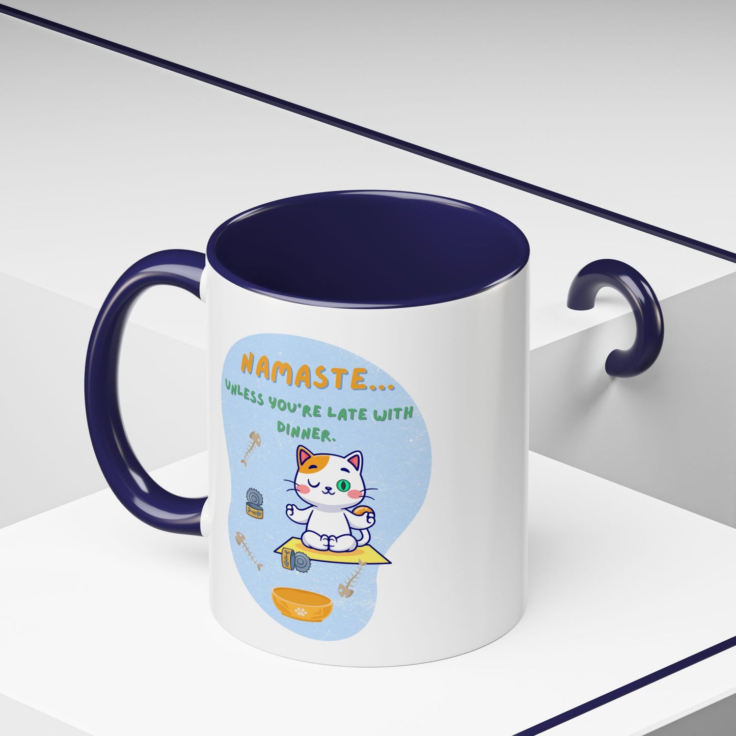 Namaste Cat Accent Coffee Mug | Cute Cat Mug, Coffee Cup Gift, Yoga Lover's Mug, Cat Lover Gift, Stylish Drinkware