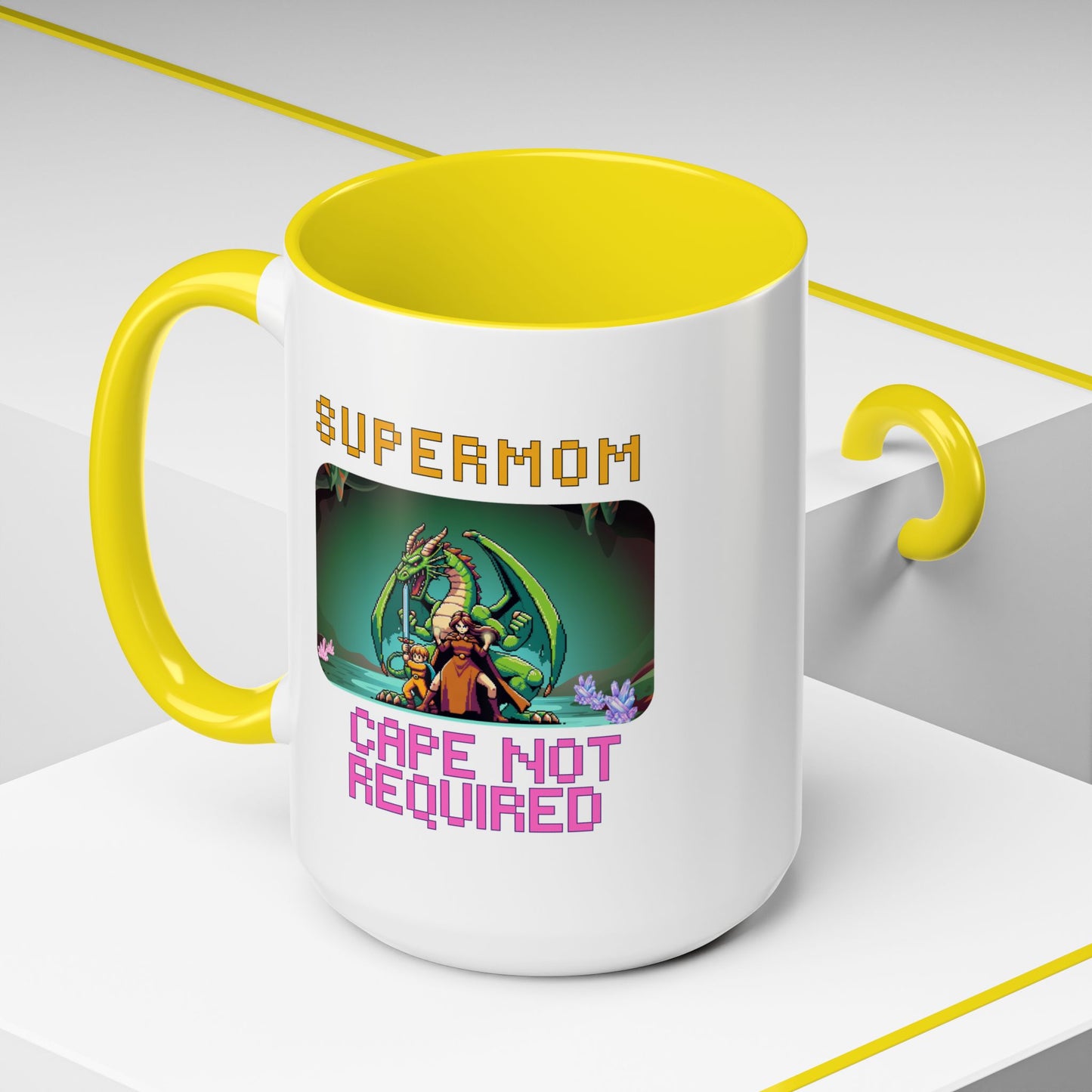 Dungeon Crawling Coffee Mug — "Supermom: Cape Not Required" Accent Mug (11/15oz)
