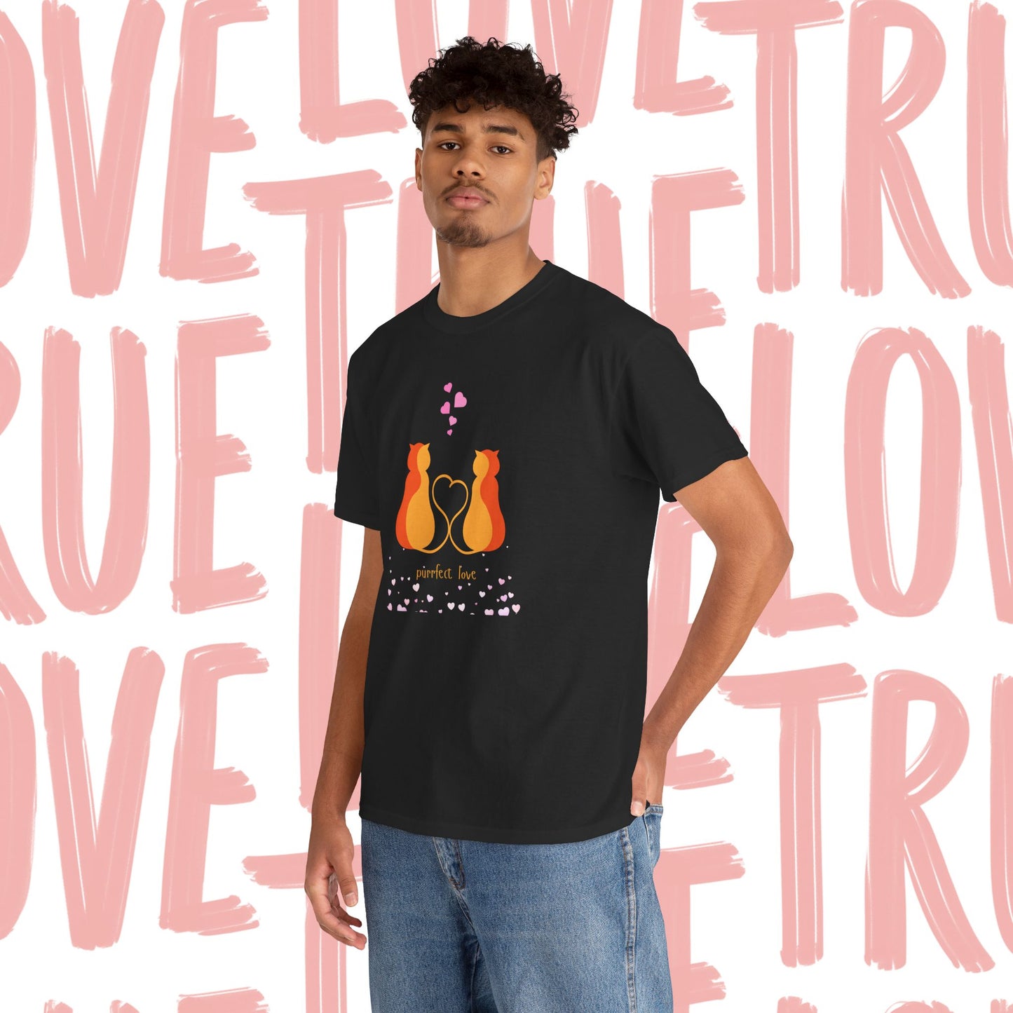 Cat Love T‑Shirt — 'Perfect Love' Romantic Cat Couple Graphic Tee