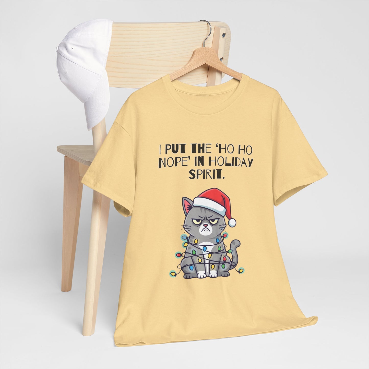 Grumpy Cat Christmas T-Shirt – "I Put the 'Ho Ho Nope' in Holiday Spirit"