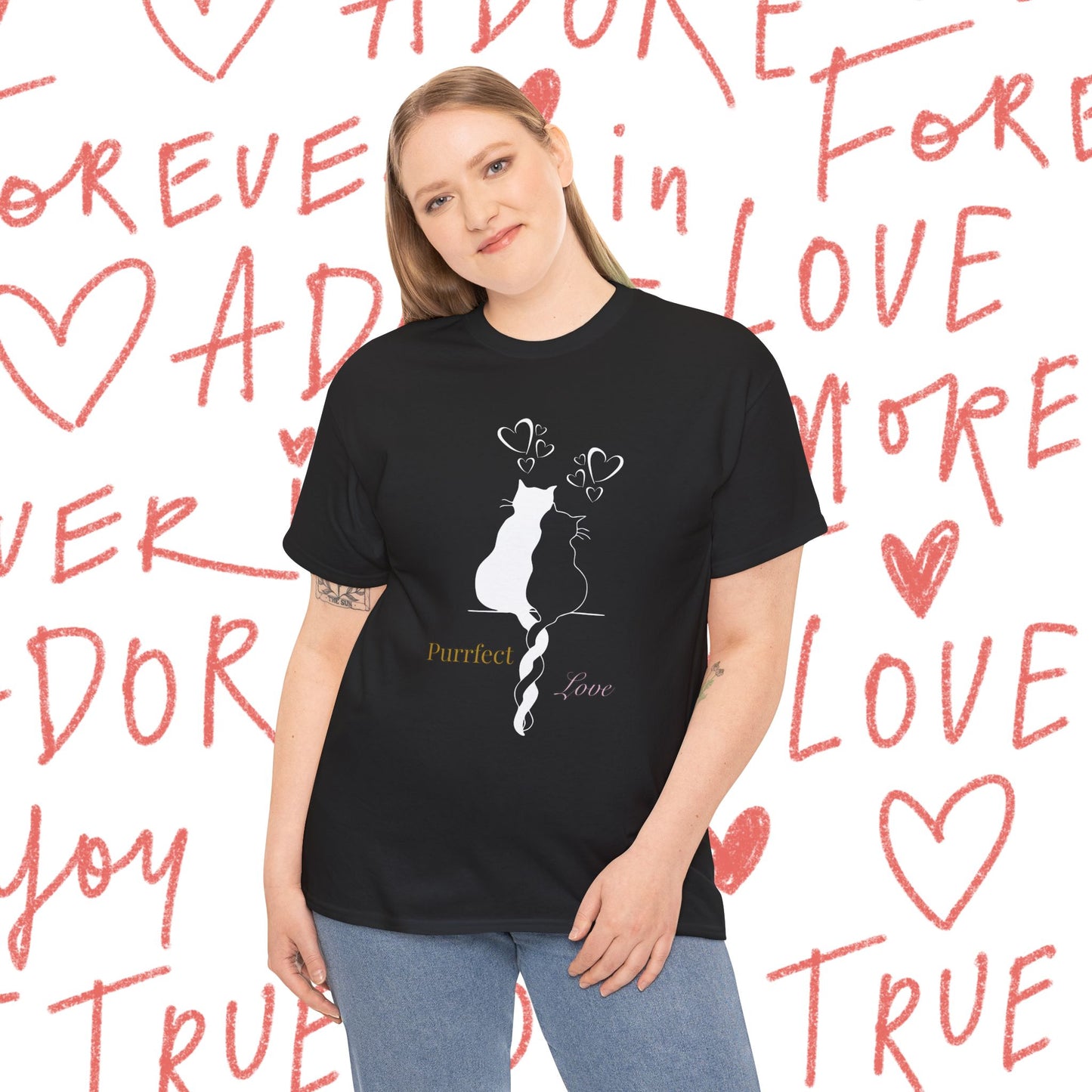 Cat Couple T‑Shirt — "Purrfect Love" Romantic Cat Graphic Tee