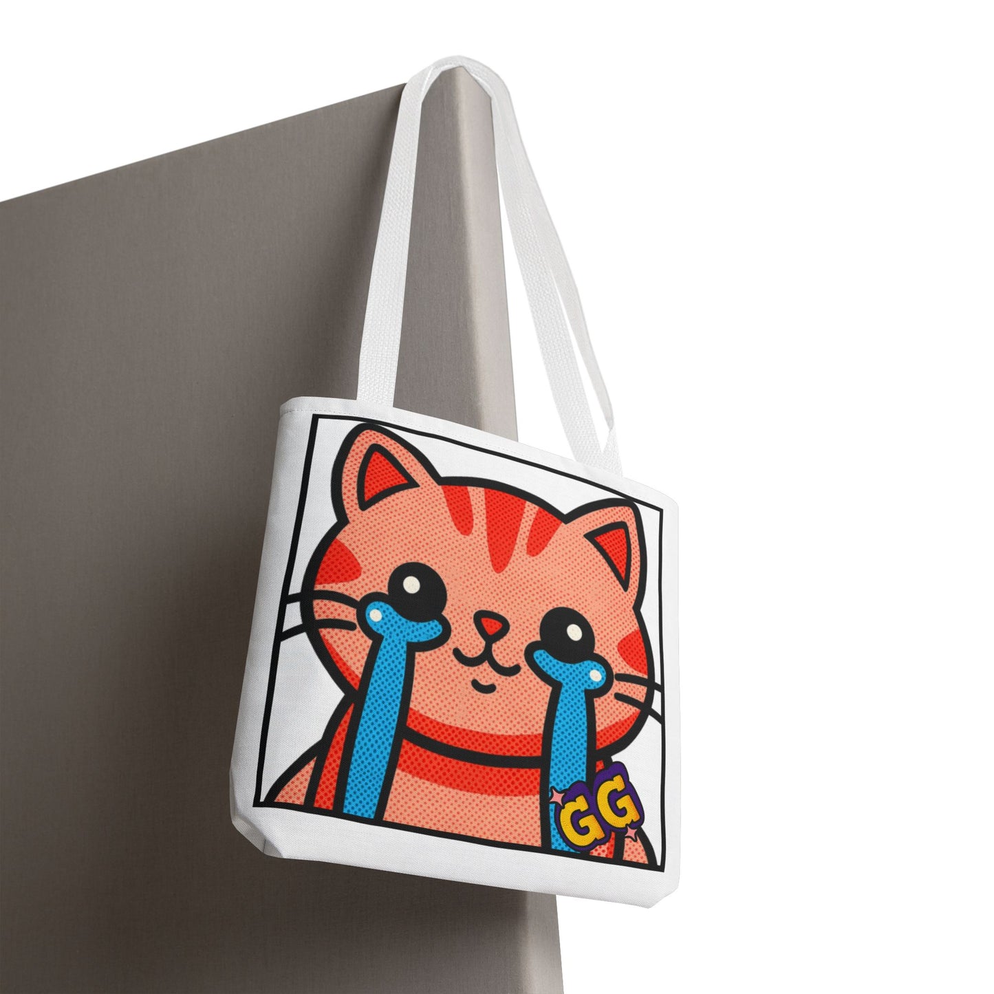 Good Game Tears of Joy - Cute Crying Cat Tote Bag – Kawaii Pop Art Cat Emote GG