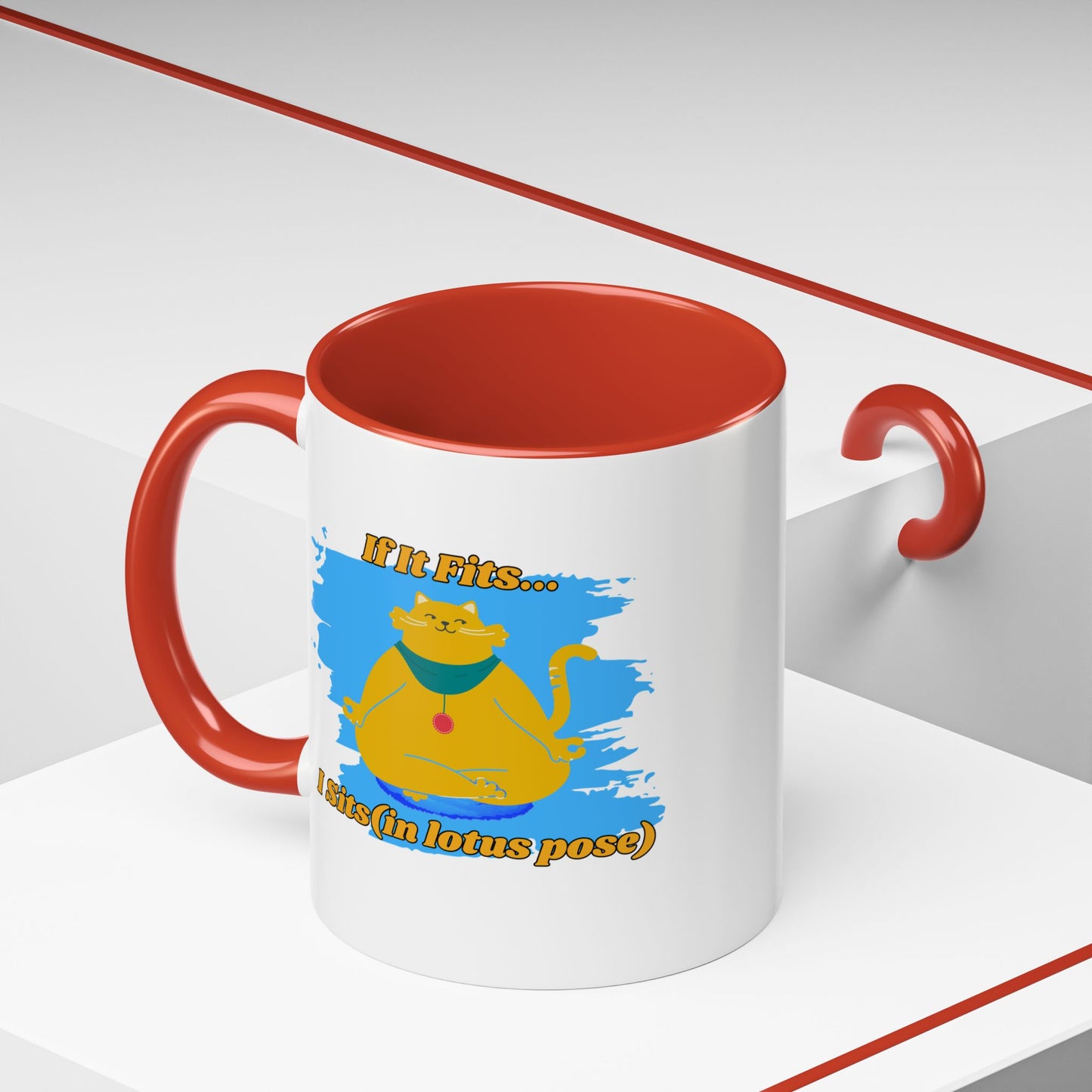 "If It Fits, I Sit" Lotus Pose Coffee Mug, Motivational Mug, Yoga Lover Gift, Meditation Mug, Funny Tea Cup