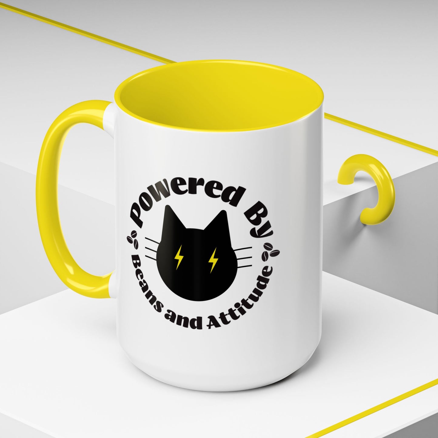 Powered By Beans and Attitude Coffee Mug | Accent Mug 11oz 15oz