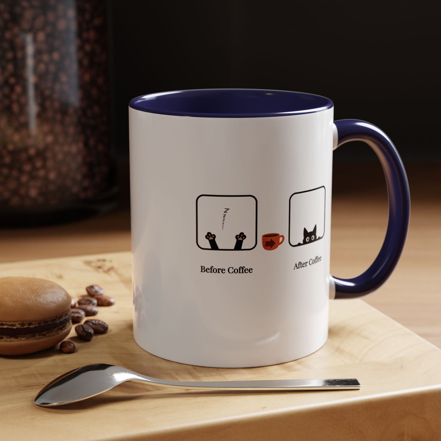 Coffee Mug — "Before Coffee / After Coffee" Cat Accent Mug (11/15oz)
