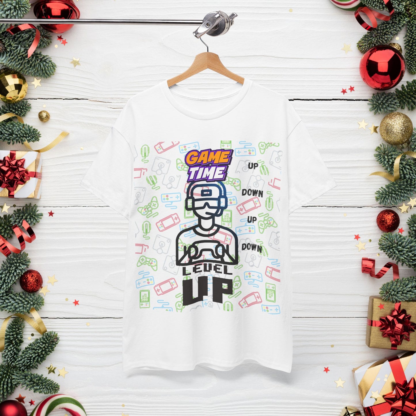 Level Up Gamer T-Shirt — "Game Time" Retro Pixel Video Game Tee