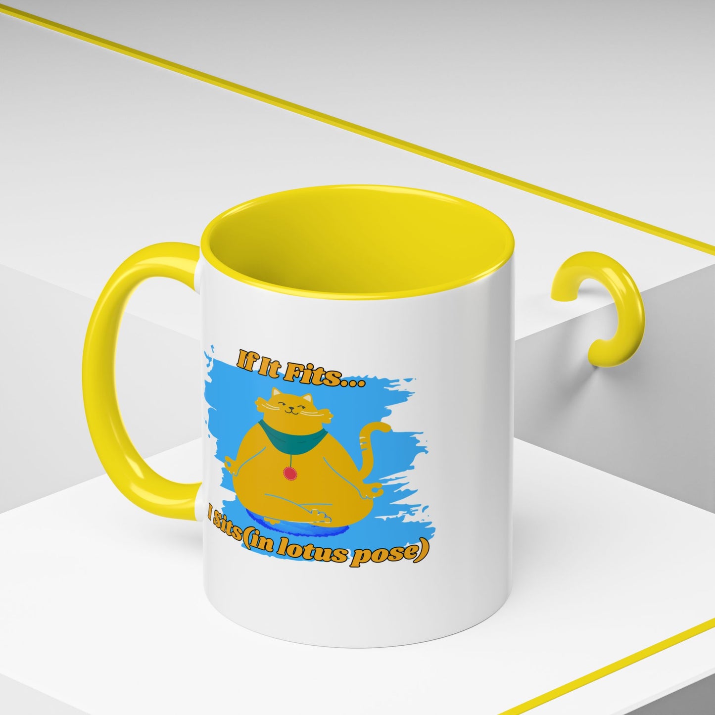 "If It Fits, I Sit" Lotus Pose Coffee Mug, Motivational Mug, Yoga Lover Gift, Meditation Mug, Funny Tea Cup