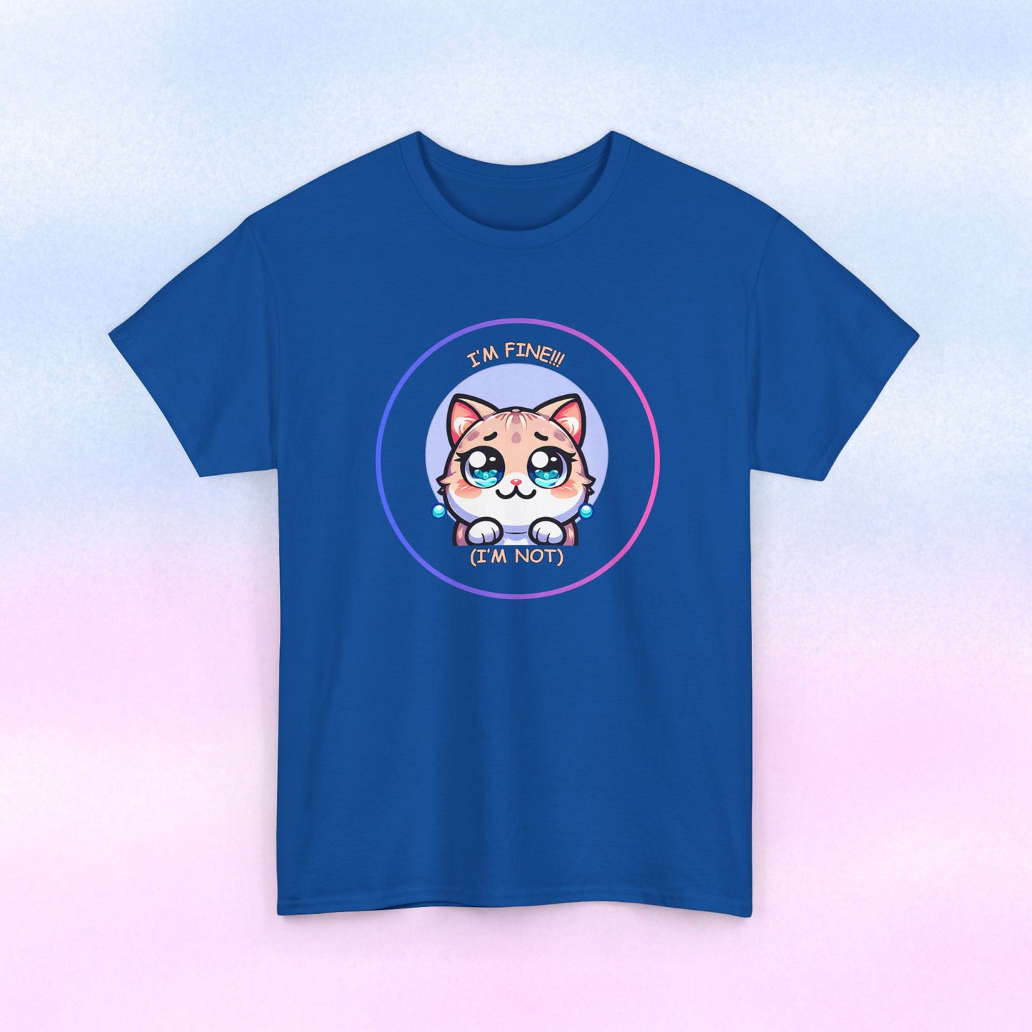 I'm Fine (I'm Not) — Cute Kawaii Cat Meltdown Emote Graphic T-Shirt