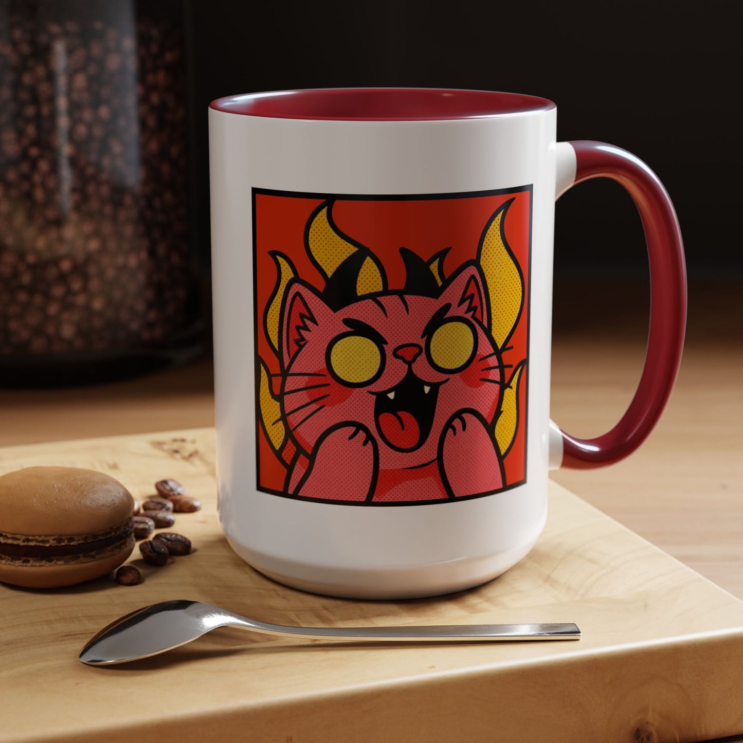 Evil Laughing Cat - Twitch Emote - Cute Devil Cat Accent Coffee Mug (11/15oz)