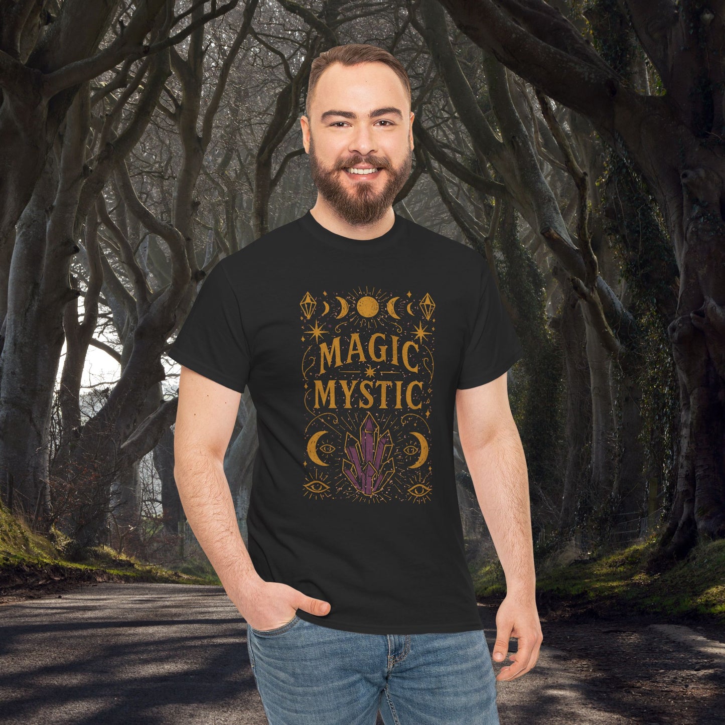 Mystic Magic Tee - Witchy/Occult Aesthetic, Unisex Heavy Cotton T-Shirt for Mystics, Witchcraft, Occult, Yoga, Bohemian Style