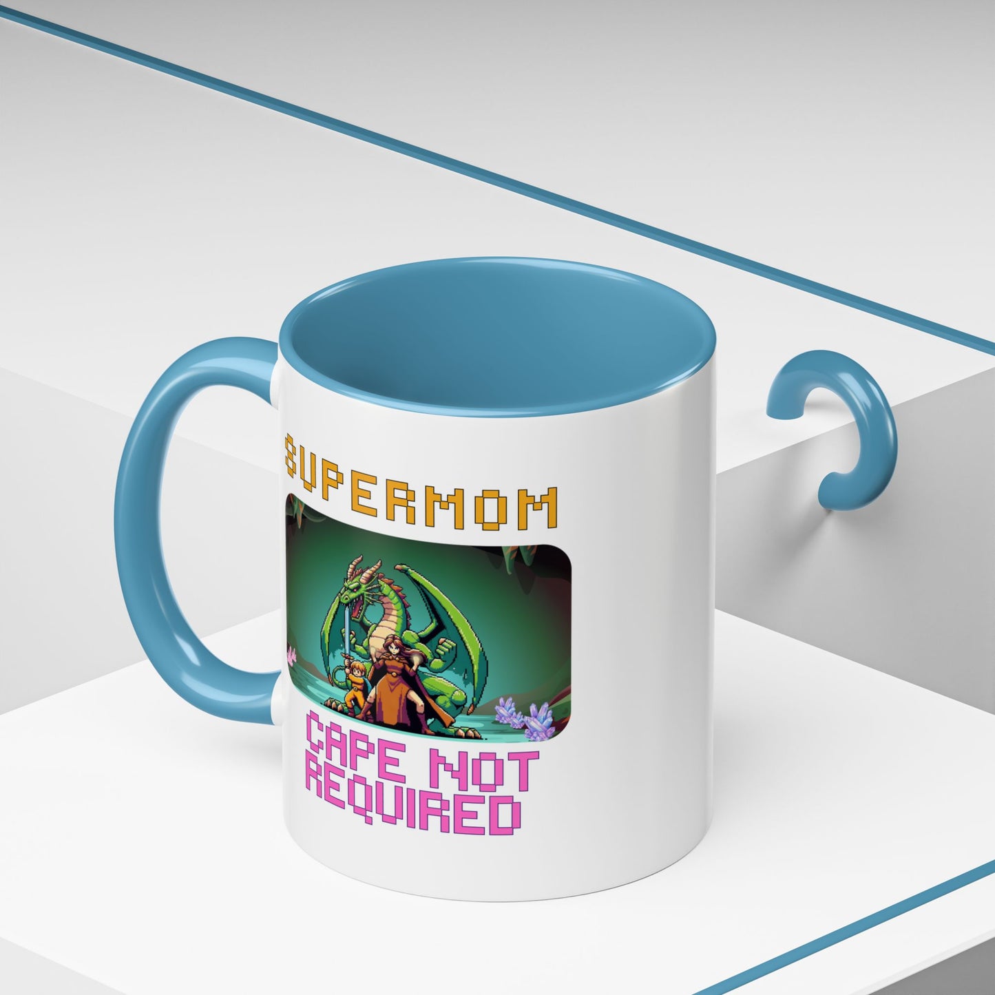 Dungeon Crawling Coffee Mug — "Supermom: Cape Not Required" Accent Mug (11/15oz)