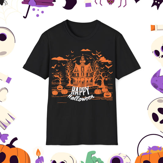 Midnight Mischief at the Haunted Hollow - Happy Halloween T-Shirt - Spooky, Fun, Casual Wear, Perfect for Fall Celebrations, Halloween Parties, Trick or Treating, [...]