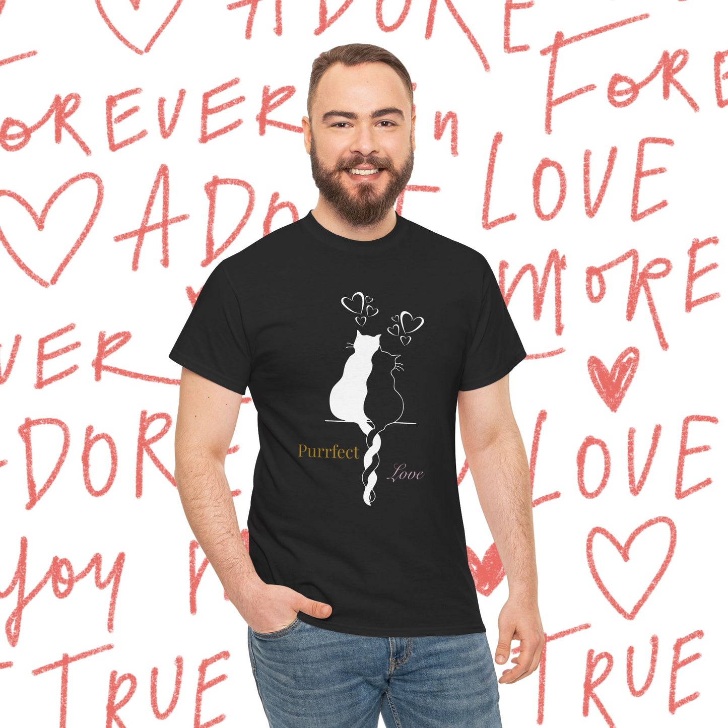 Cat Couple T‑Shirt — "Purrfect Love" Romantic Cat Graphic Tee