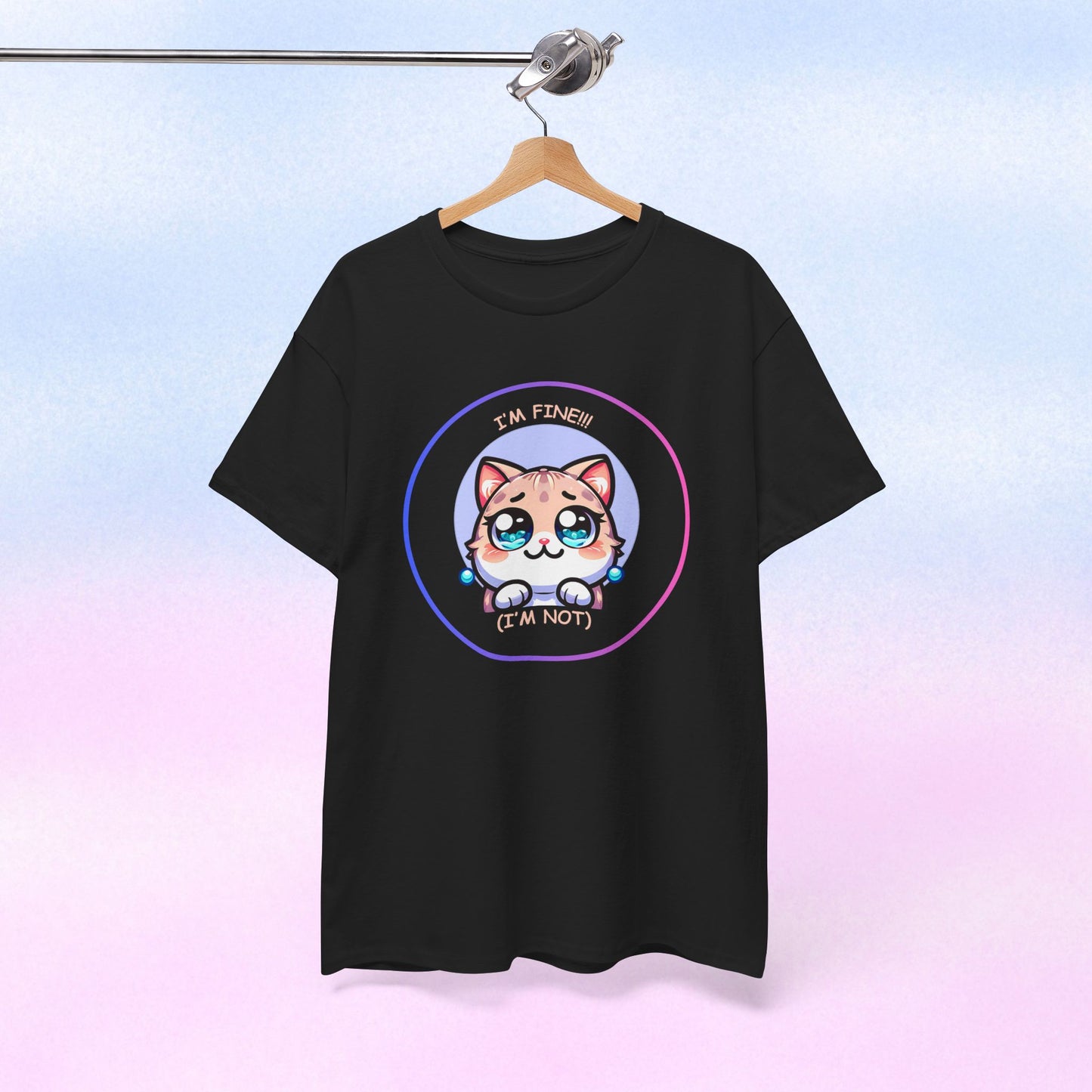 I'm Fine (I'm Not) — Cute Kawaii Cat Meltdown Emote Graphic T-Shirt