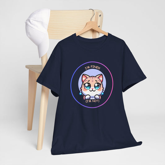 I'm Fine (I'm Not) — Cute Kawaii Cat Meltdown Emote Graphic T-Shirt