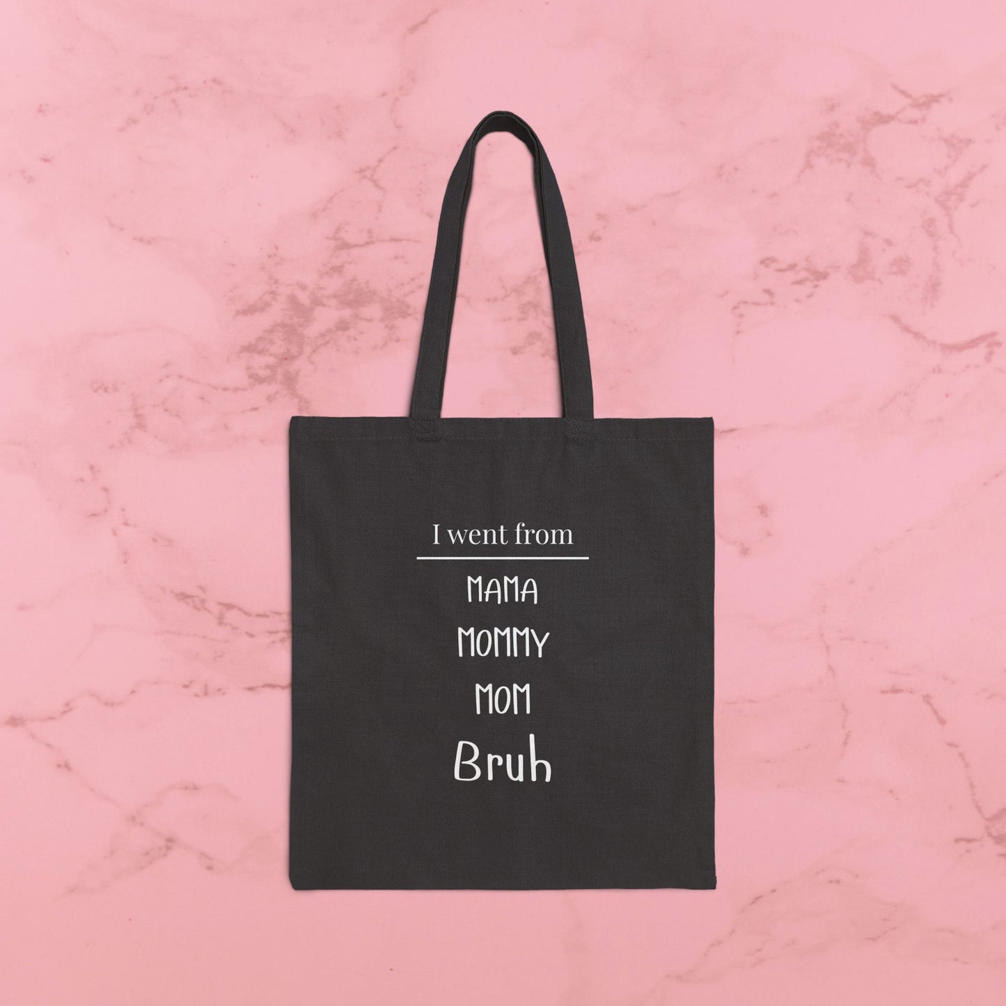 Tote Bag — "I went from Mama Mommy Mom Bruh" Funny Mom Quote Canvas Tote